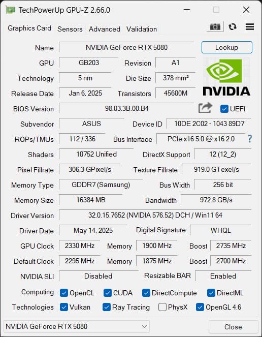 ASUS - TUF Gaming NVIDIA GeForce RTX 5080 16GB GDDR7 PCI Express 5.0 Graphics