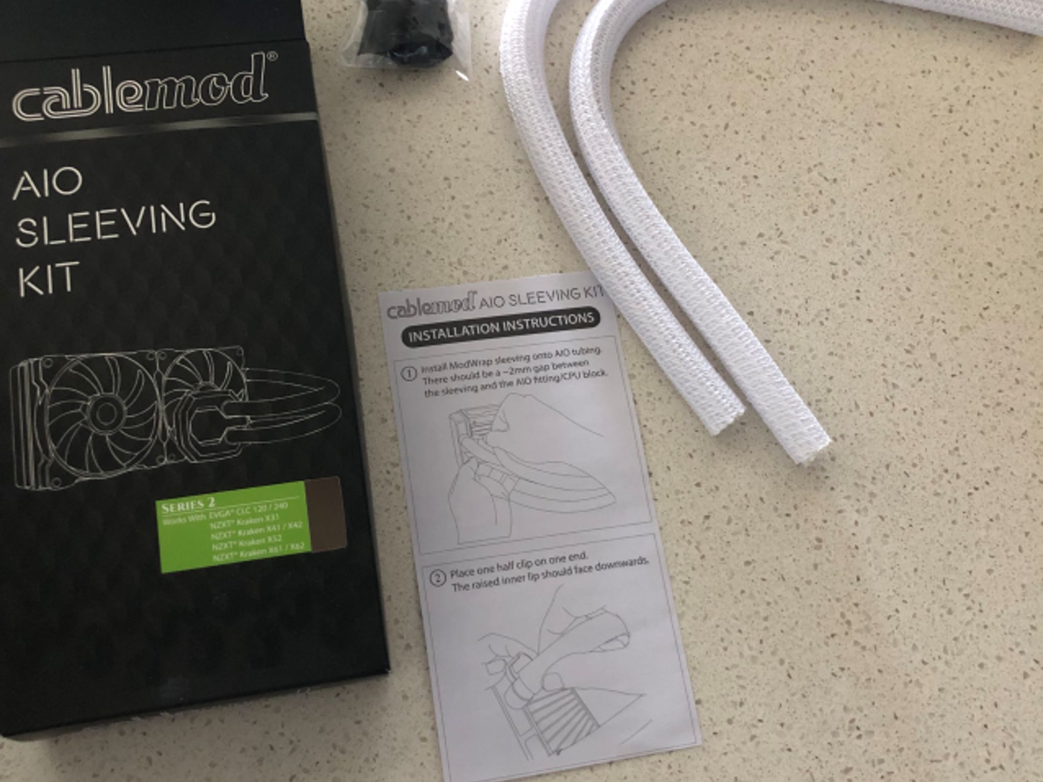 NZXT Kraken X62 280mm AIO Liquid CPU Cooler PLUS CableMod White AIO Sleeving Kit