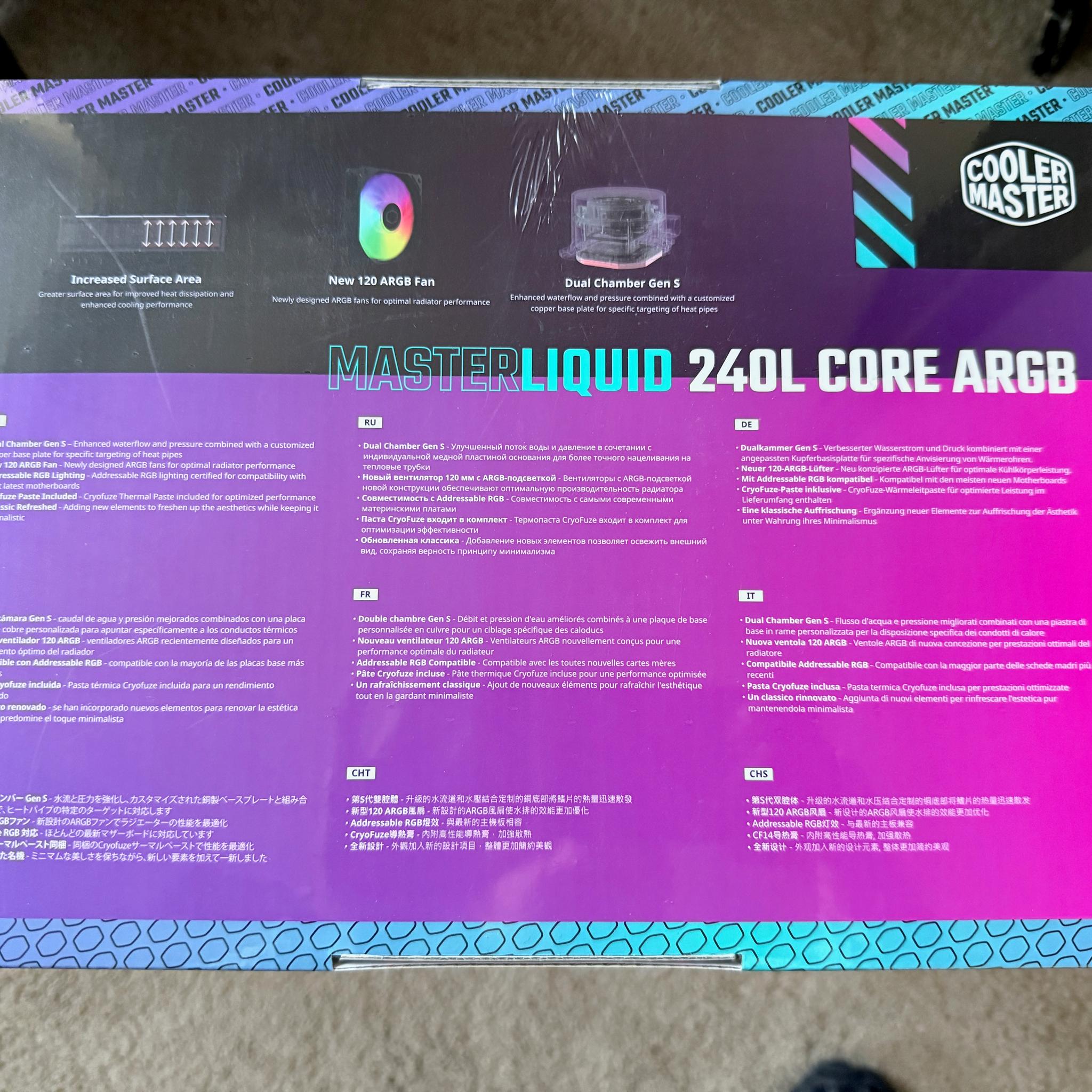 Cooler Master MasterLiquid 240L Core ARGB 240mm AIO - Brand New Sealed