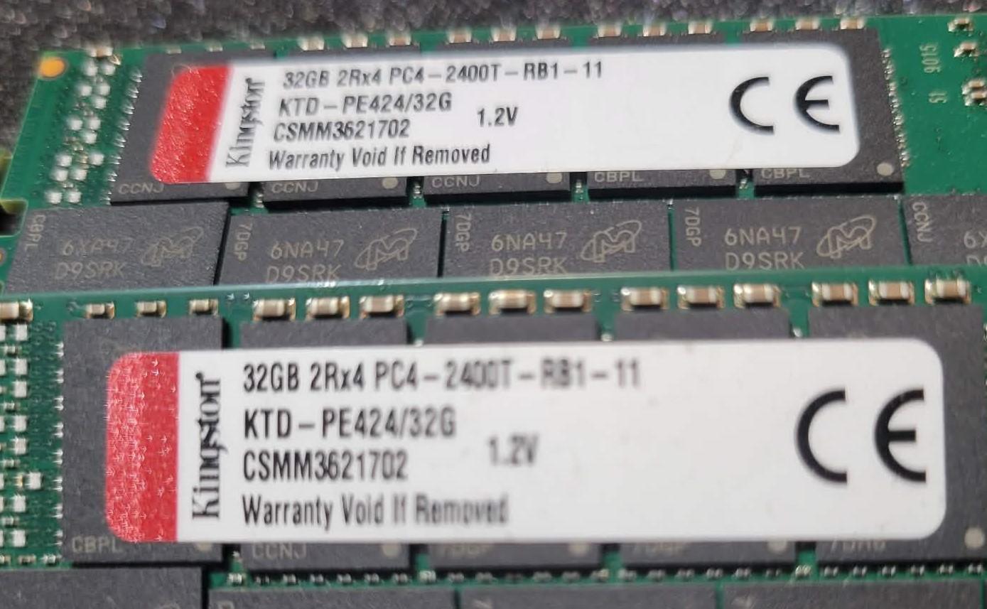 Kingston 256GB (8x32GB) DDR4 2Rx4 PC4-2400T-RB11-11 ECC Reg Server Memory RAM