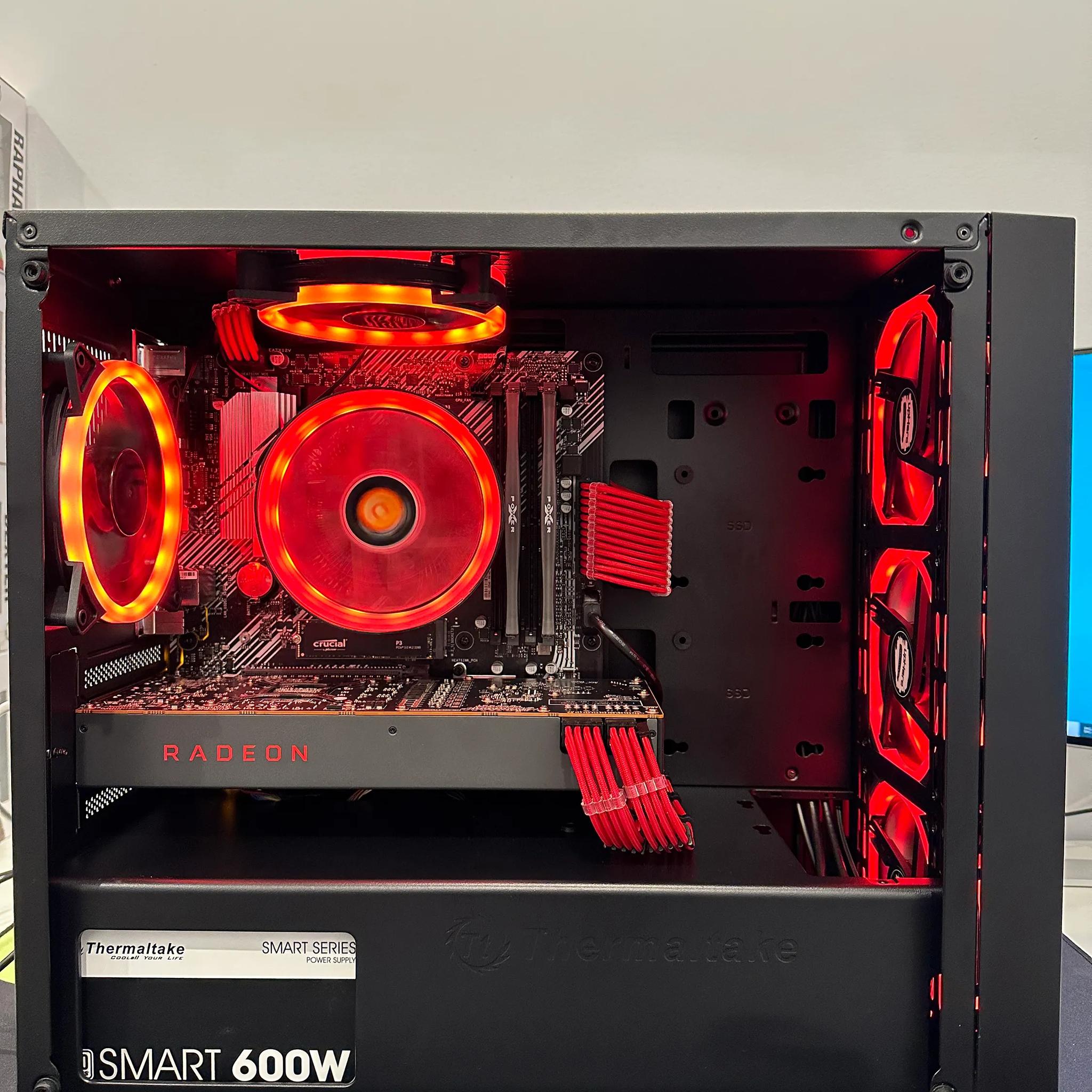 🛑🩸Red Team☄️🔴||Gaming PC-Ryzen 5 5500 6-Core -AMD RX 5700XT 8GB-500GB  SSD Drive-16GB DDR4 RAM