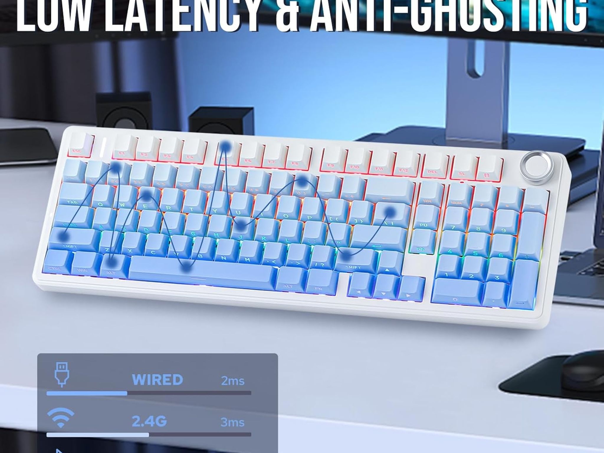 $30 OFF! AULA F99 PRO (BRAND NEW) Blue, Mechanical Keyboard 95% LEOBOG Nimbus V3 Switches w/ Knob