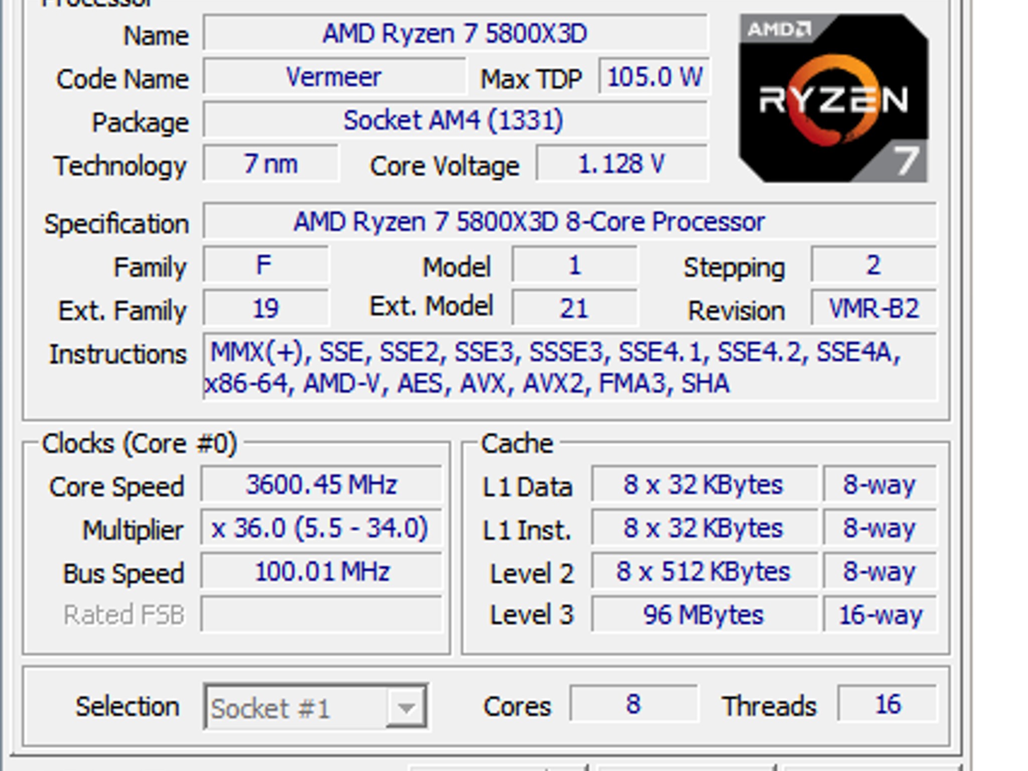 AMD Ryzen 7 5800x3d 