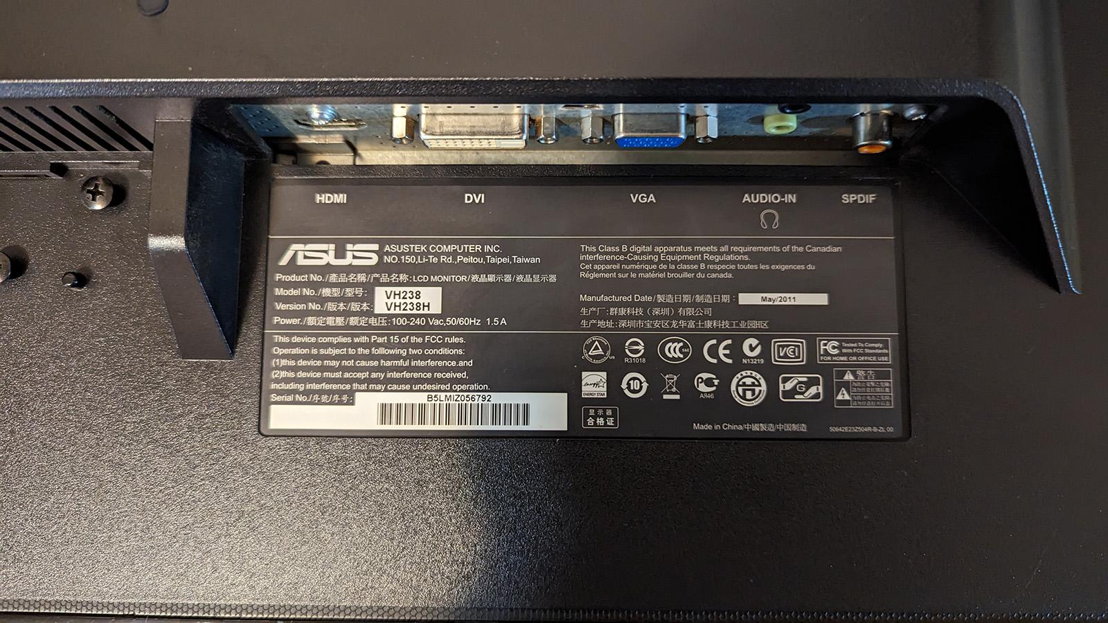 ASUS VH238H Budget Gaming Monitor 1920x1080@60Hz HDMI, DVI, VGA D-Sub inputs