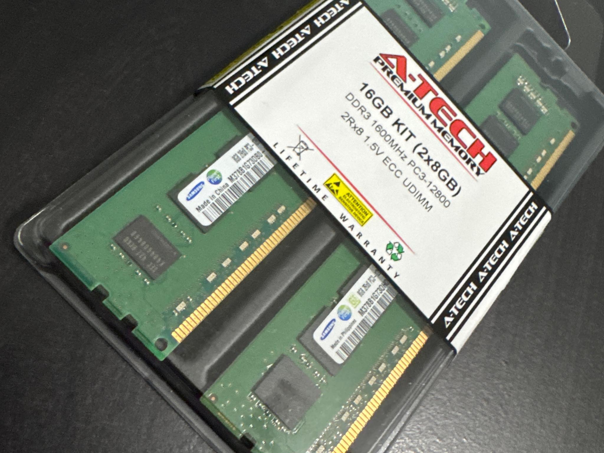 16 GB kit DDR3 1600 MHz PC3–12800 , 1.5 V ECC UDIMM