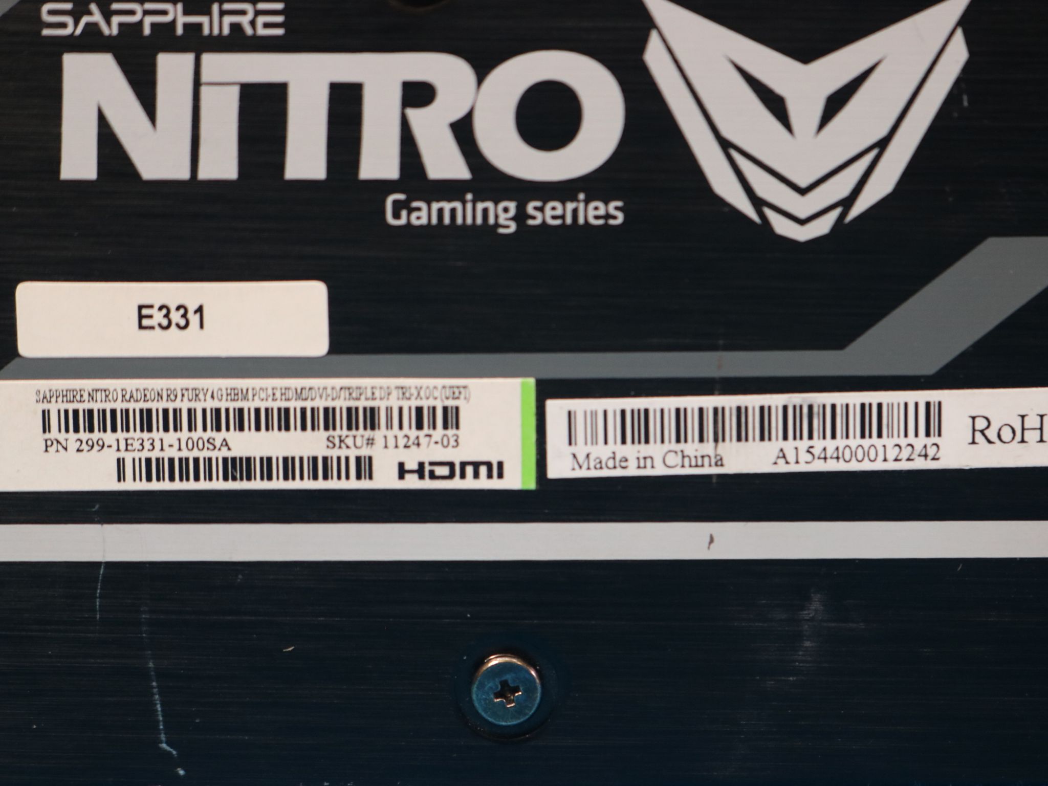 Sapphire Nitro AMD Radeon R9 Fury 4GB HBM Tri-X OC PCIe 3.0 x16 Desktop GPU 299-1E331-100SA