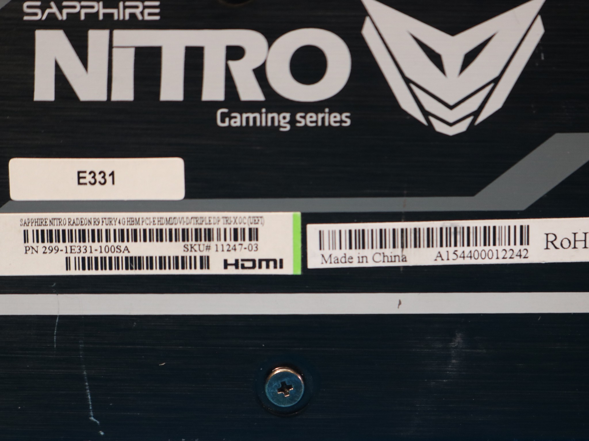 Sapphire Nitro AMD Radeon R9 Fury 4GB HBM Tri-X OC PCIe 3.0 x16 Desktop GPU 299-1E331-100SA