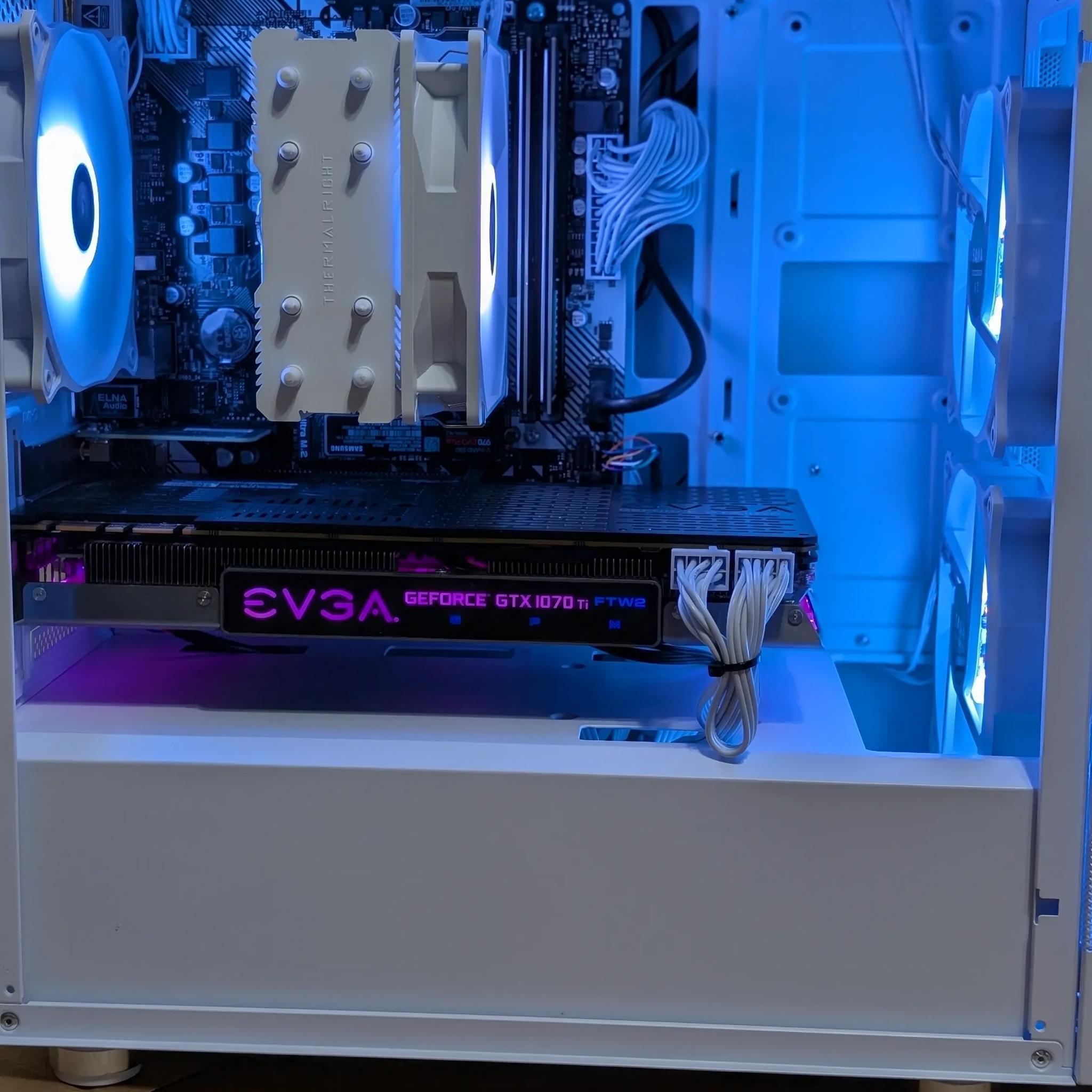 GTX 1070 Ti , Ryzen 3600, 16GB DDR4, 500 GB NVMe SSD, WiFi - White Budget Gaming PC