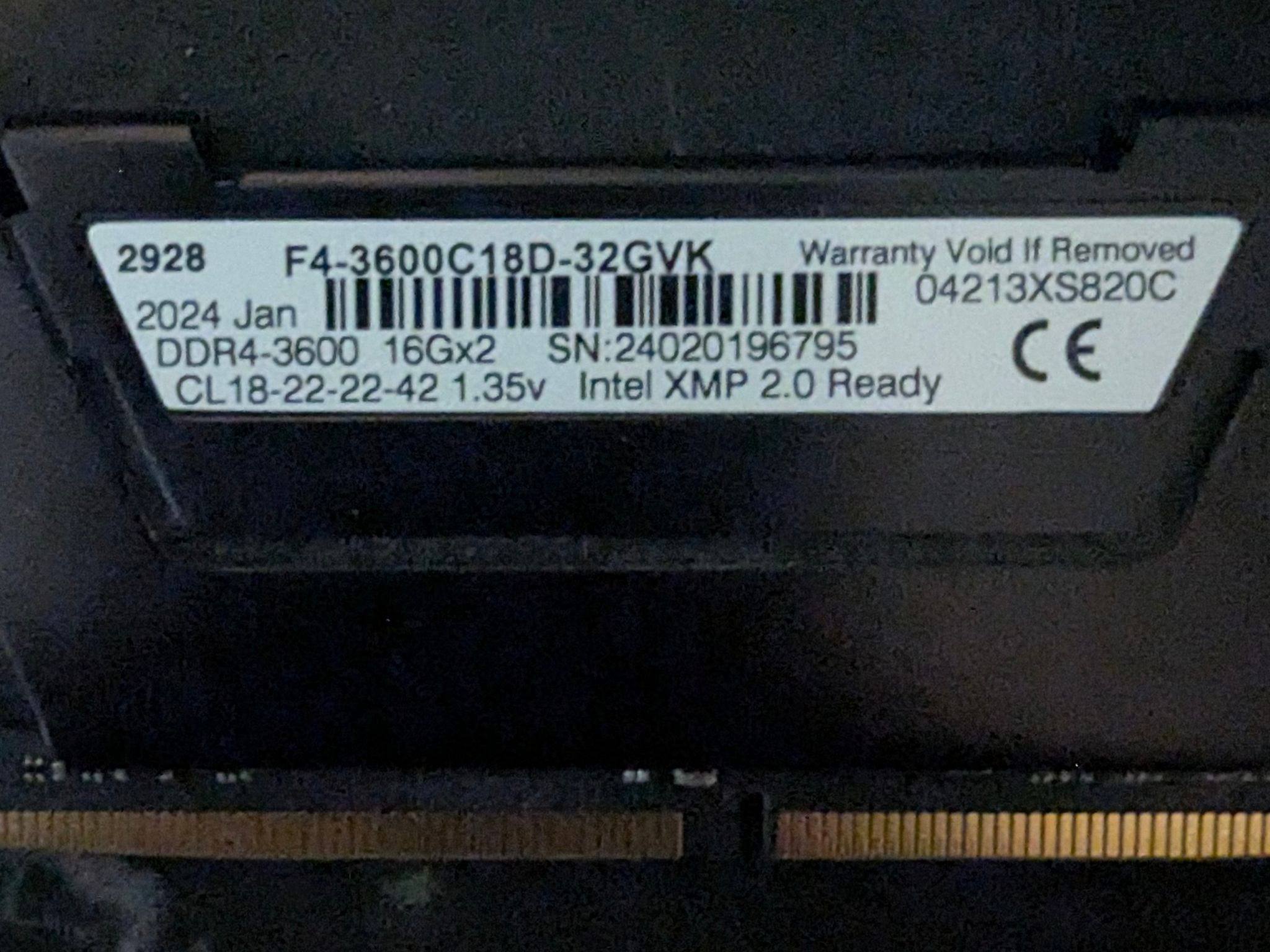 G.Skill Ripjaws V 32 GB (2 x 16GB) DDR4-3600 CL18 Memory