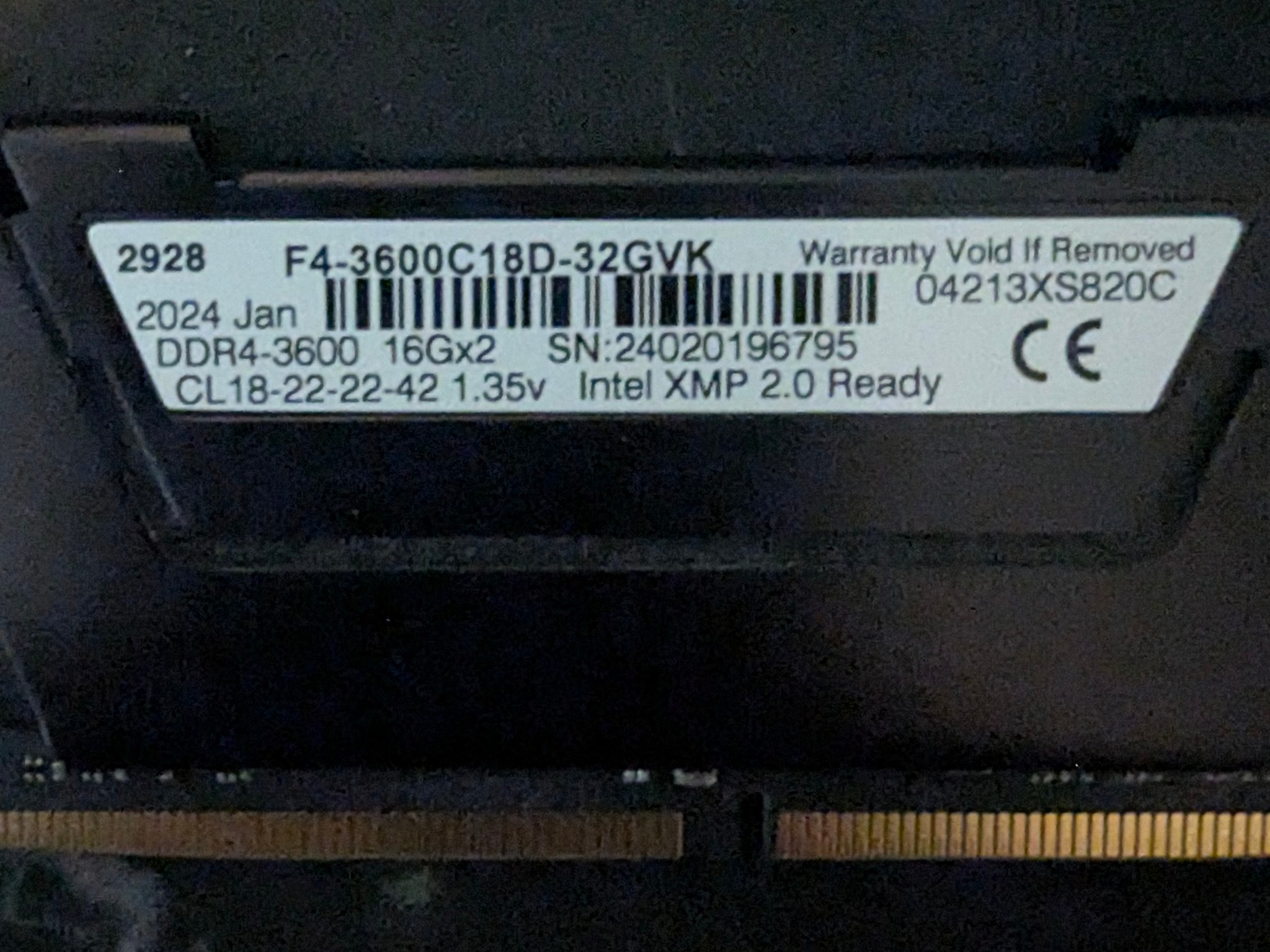 G.Skill Ripjaws V 32 GB (2 x 16GB) DDR4-3600 CL18 Memory