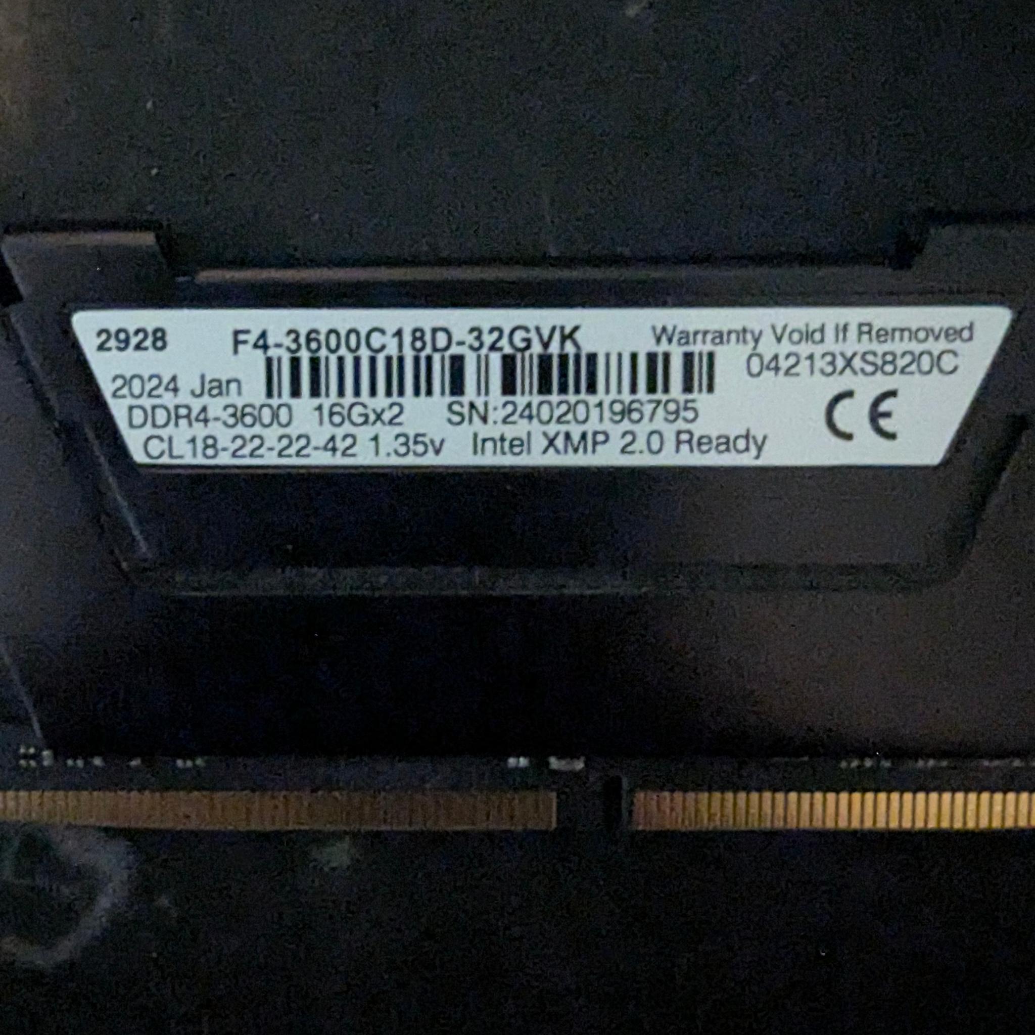 G.Skill Ripjaws V 32 GB (2 x 16GB) DDR4-3600 CL18 Memory
