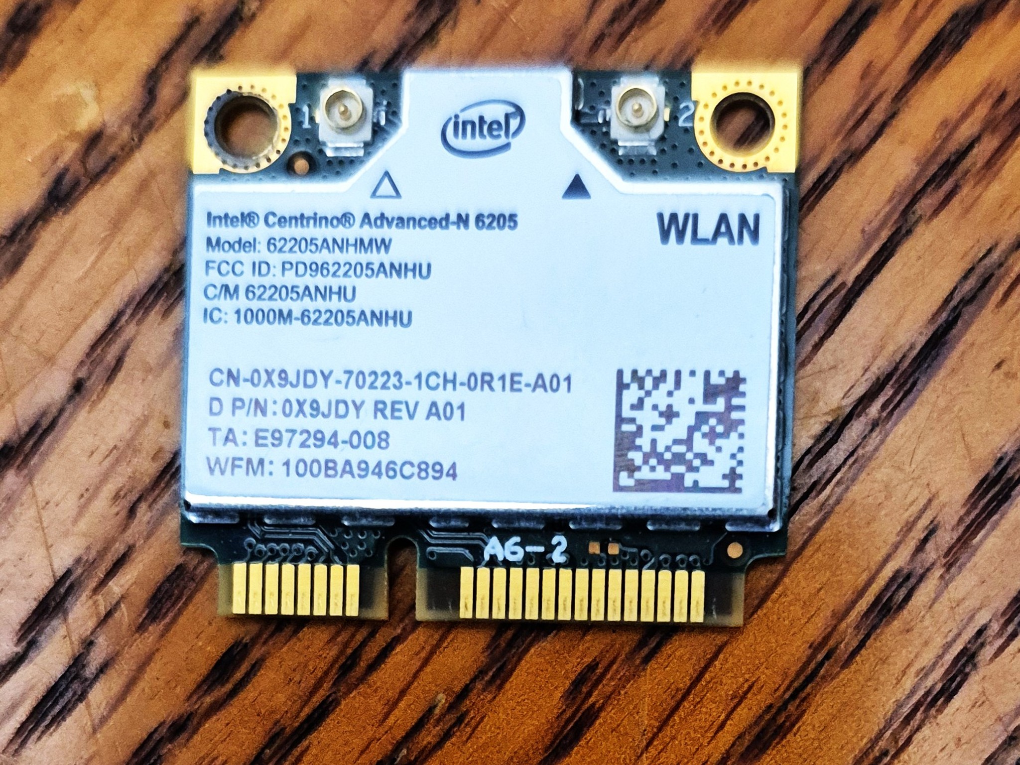 Intel Advanced-N 6205 Wireless WiFi 802.11 a/b/g/n PCI Card (A01) X9JDY