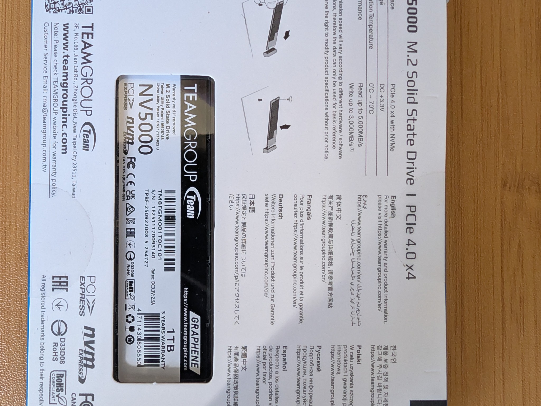 [BNIB]TEAMGROUP NV5000 1TB NVMe Gen4 SSD (Up to 4500MB/s)