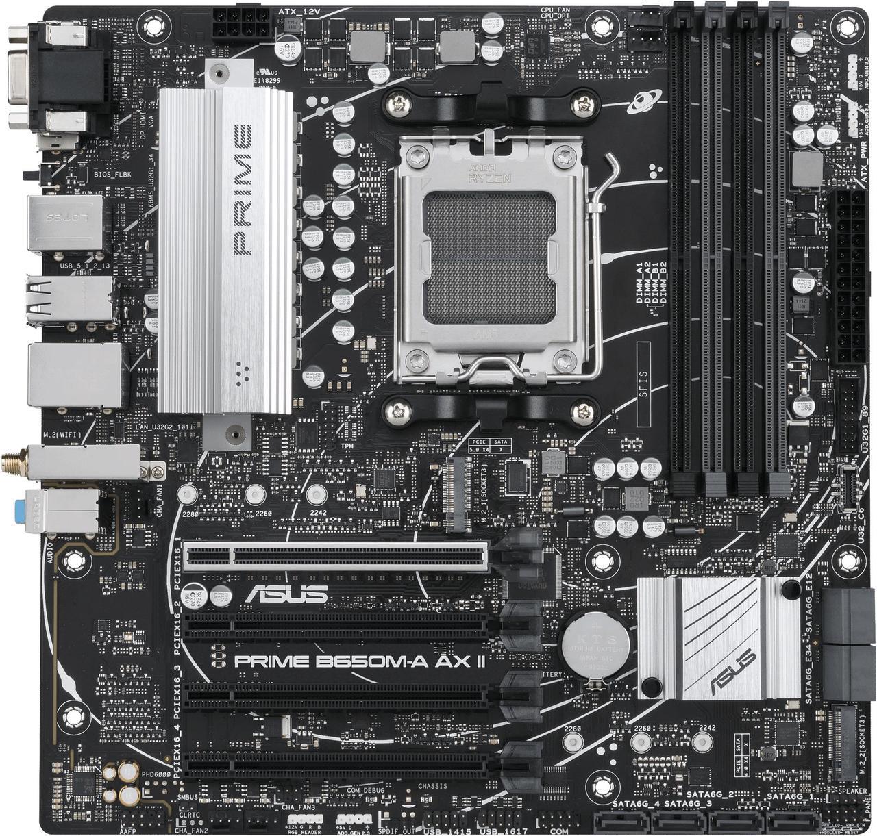 ASUS PRIME B650M-A AX II AMD AM5 MicroATX Desktop Motherboard