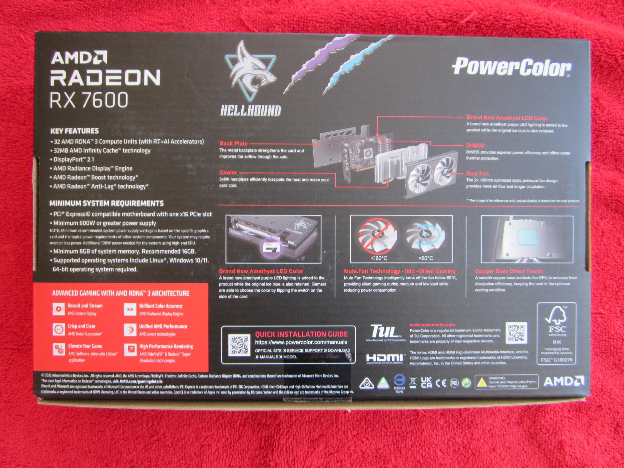 NEW! PowerColor Hellhound AMD Radeon RX 7600 8GB GDDR6 Graphics Card