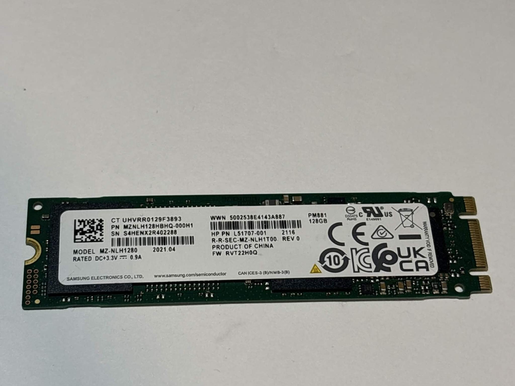 Samsung 128GB M.2 SATA SSD PM871b Tested Working