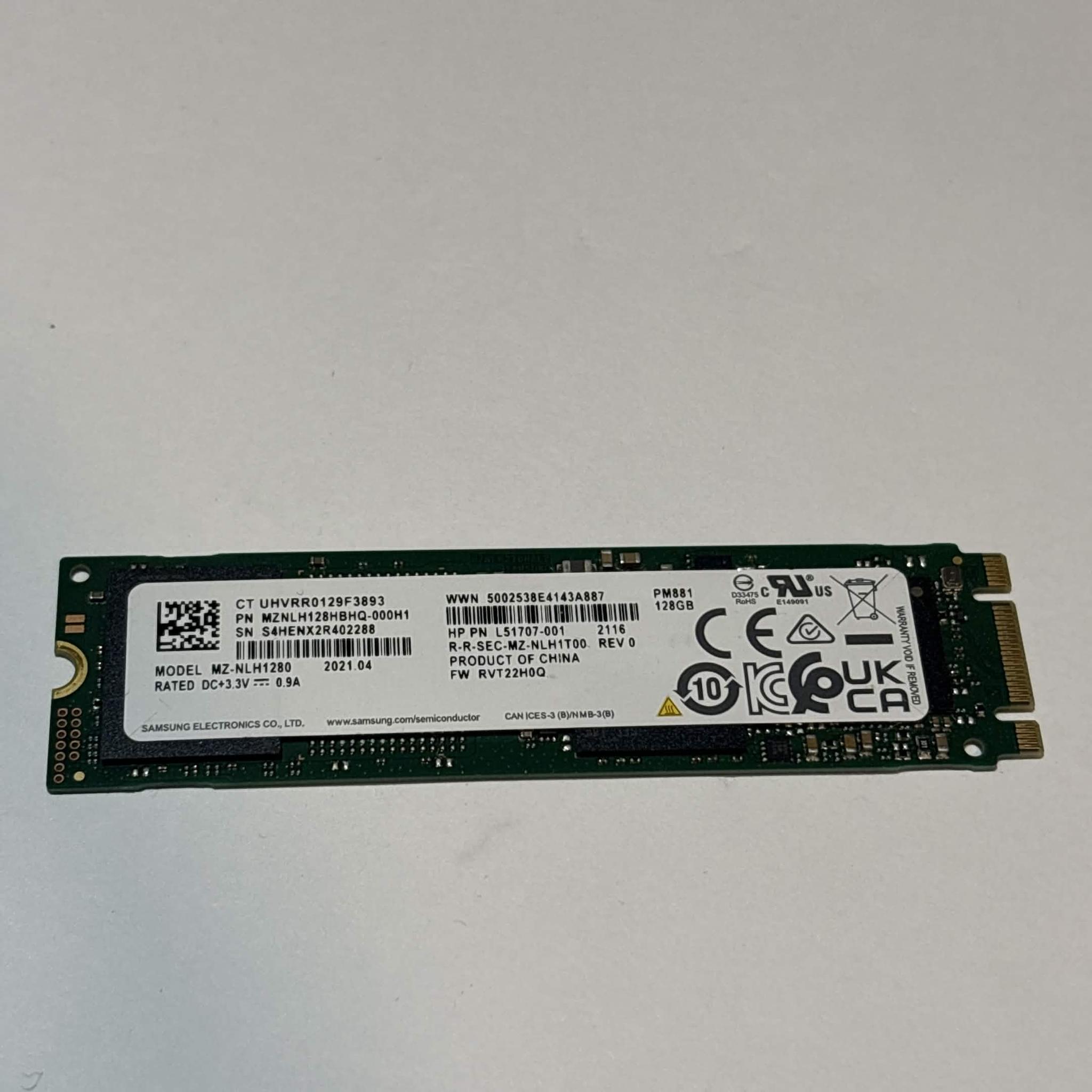 Samsung 128GB M.2 SATA SSD PM871b Tested Working