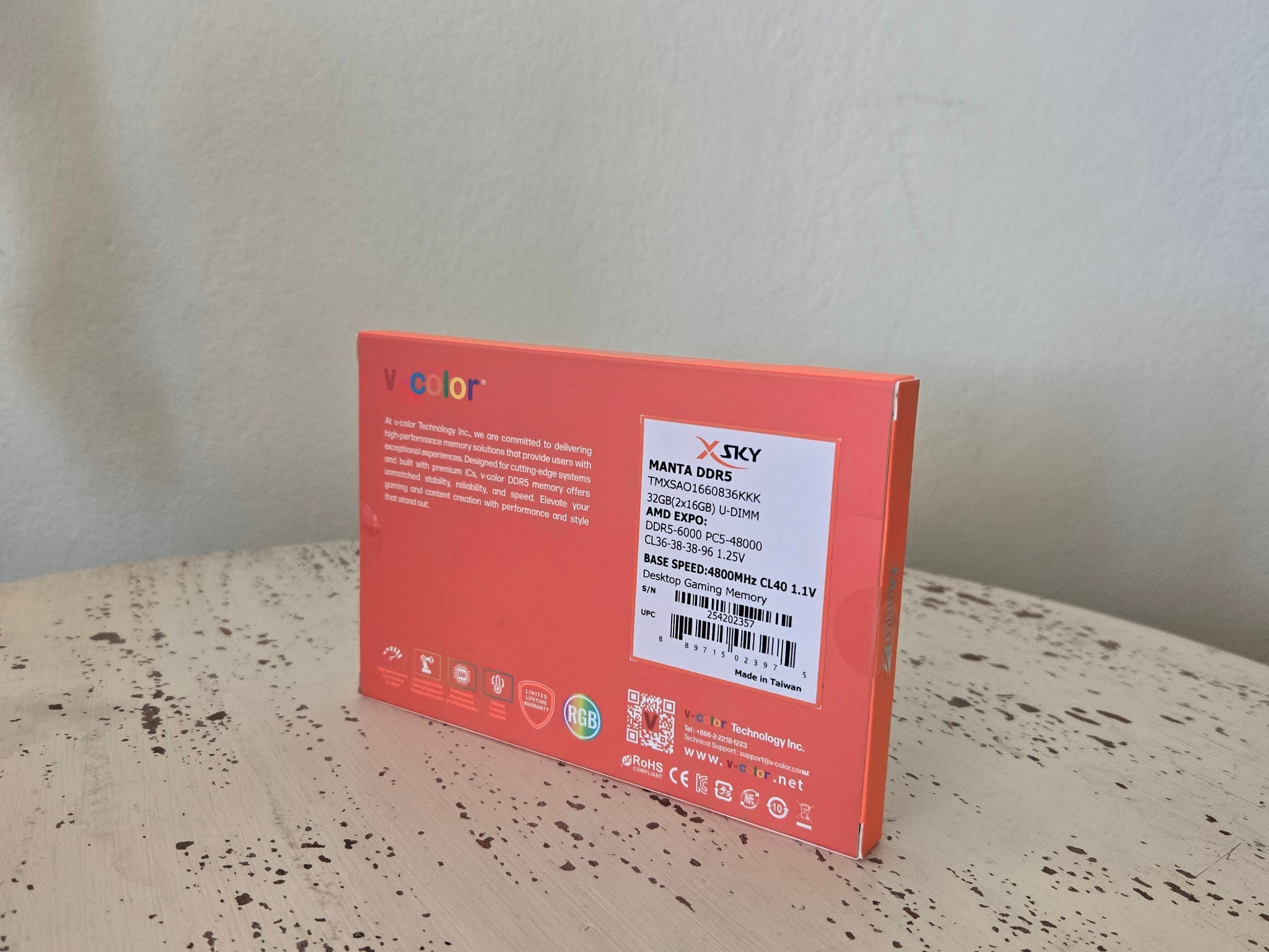 DDR5 32GB (2x16GB) 6000MHz CL36 V-COLOR Manta XSky