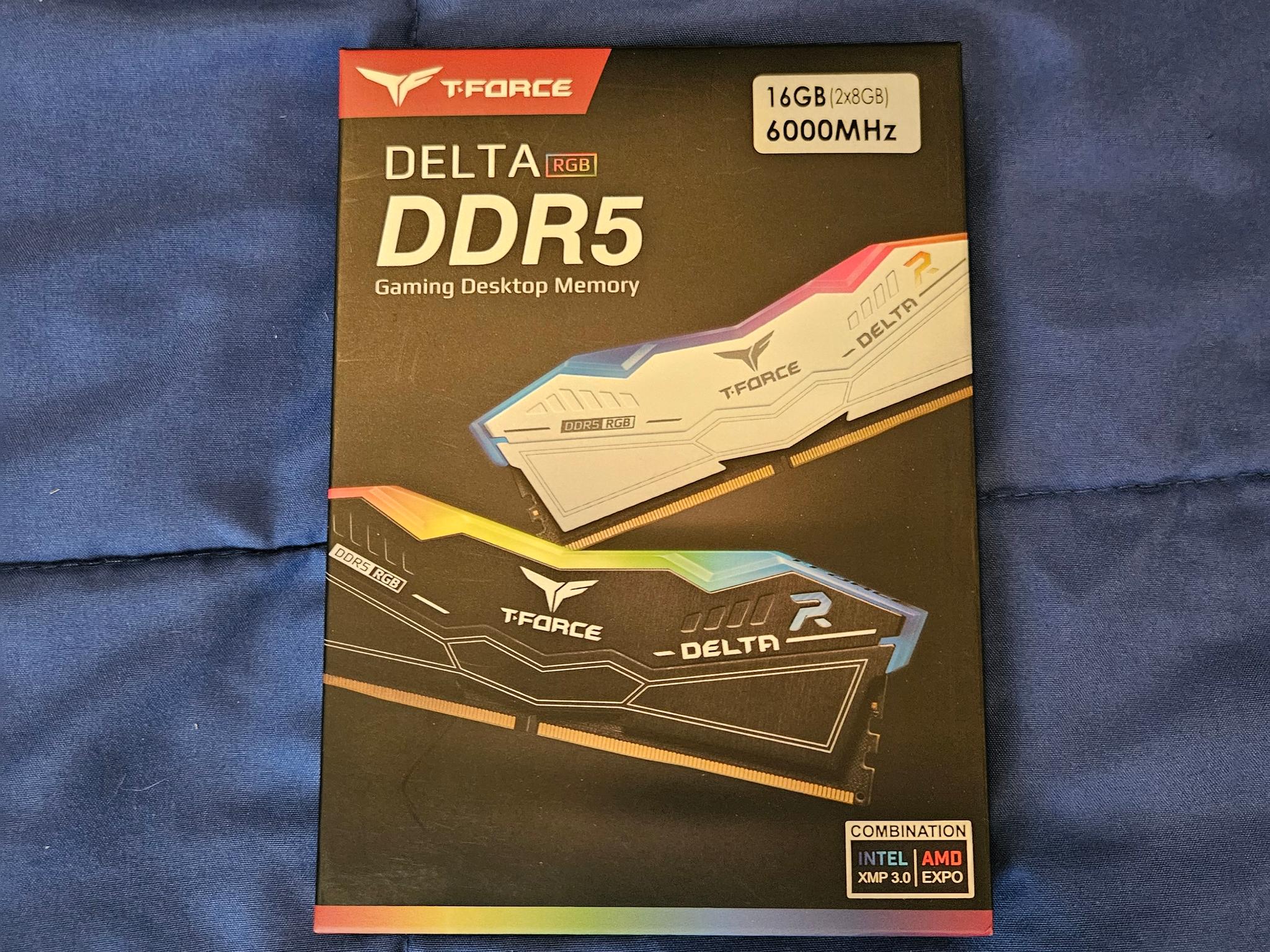 Team Group T-Force Delta Black 16GB (2 x 8GB) 288-Pin PC RAM DDR5 6000 (PC5 48000) RGB Memory