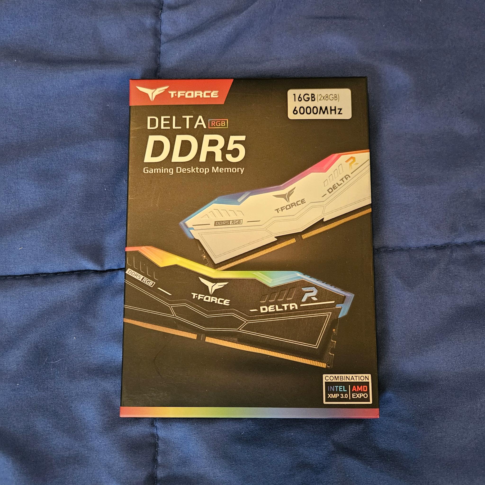 Team Group T-Force Delta Black 16GB (2 x 8GB) 288-Pin PC RAM DDR5 6000 (PC5 48000) RGB Memory