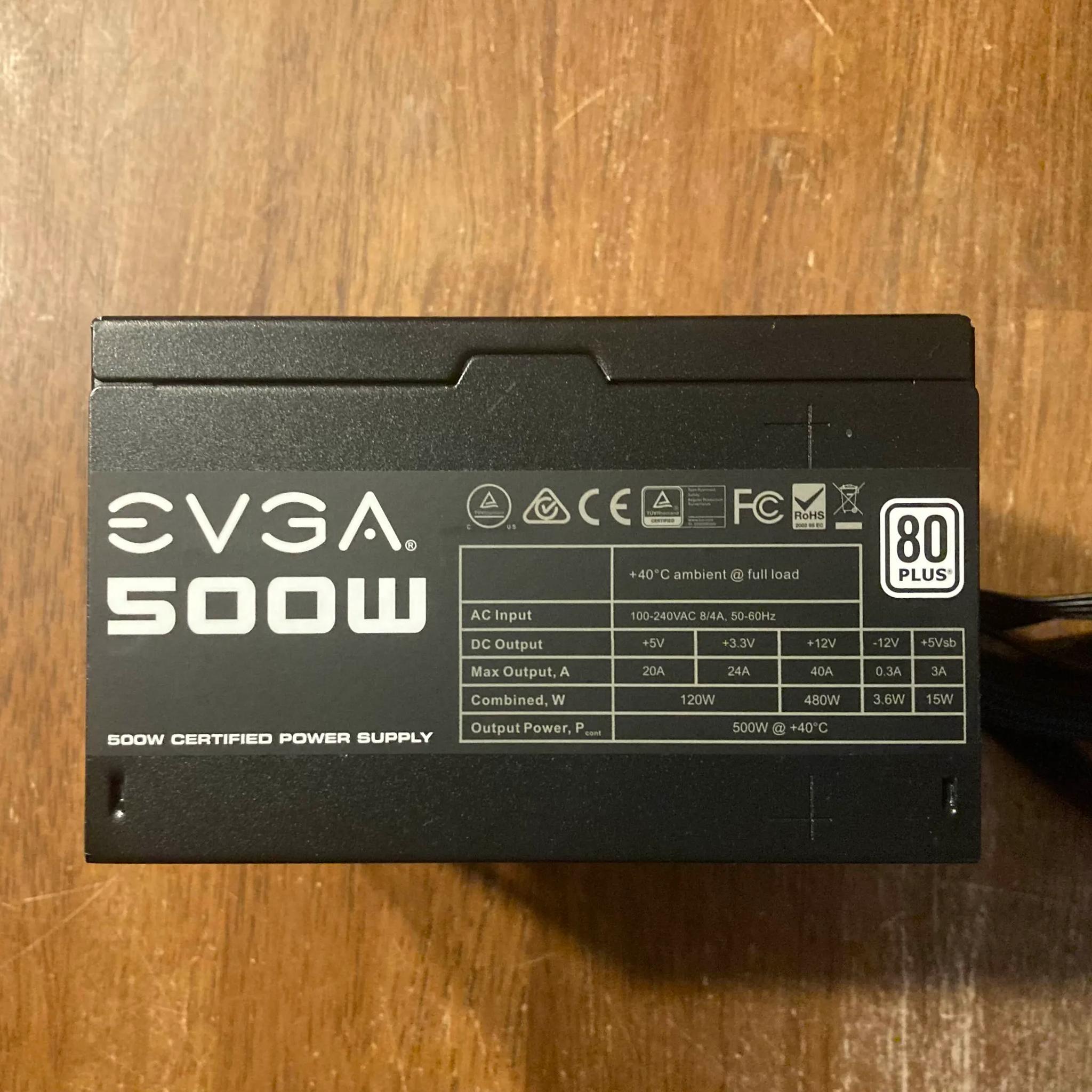EVGA 500 W1 500 Watt 80+ White ATX Power Supply