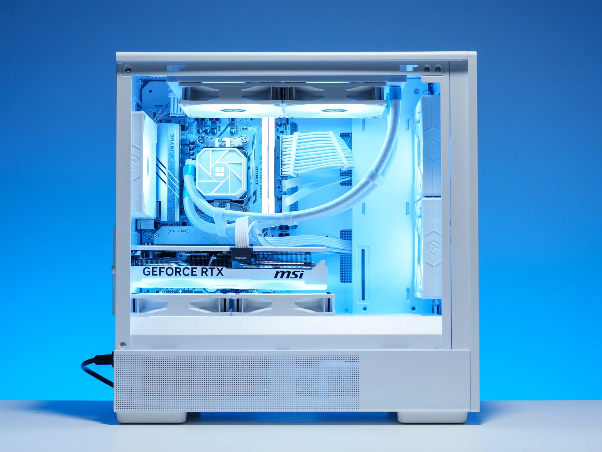 RTX 5070/Ryzen 5 9600x Gaming PC in White Case with Wood Slats | 32GB DDR5 | 2TB | 240 AIO | RGB