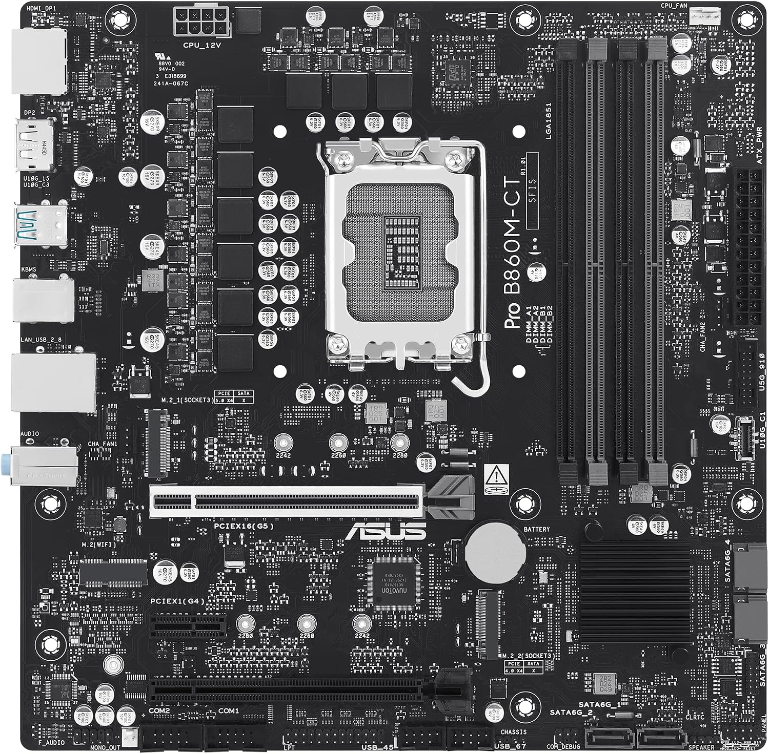 ASUS PRO B860M-CT Intel B860 LGA 1851 microATX DDR5 Desktop Motherboard