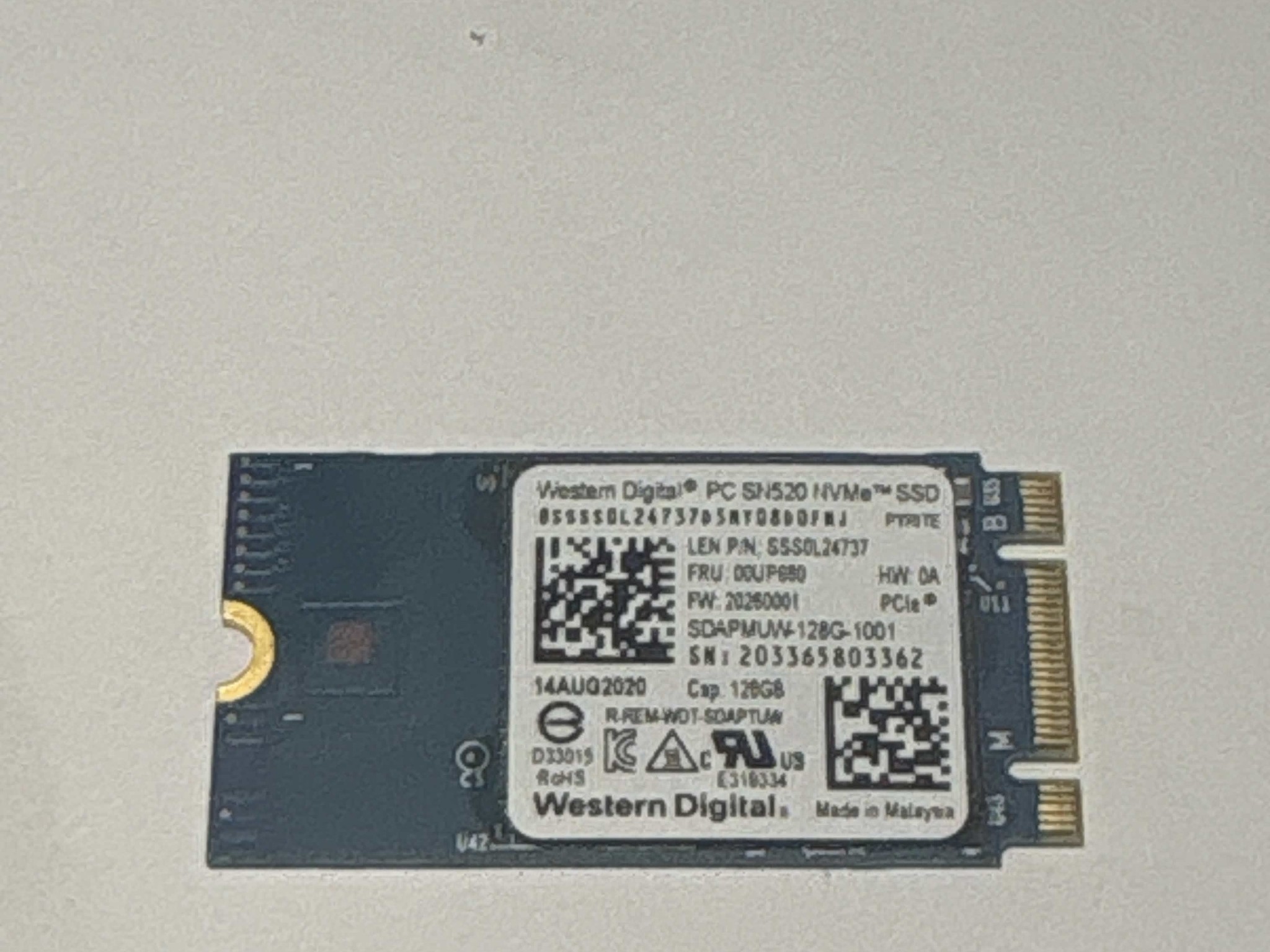 WD SN520 128GB NVMe SSD Tested Working 96% Health