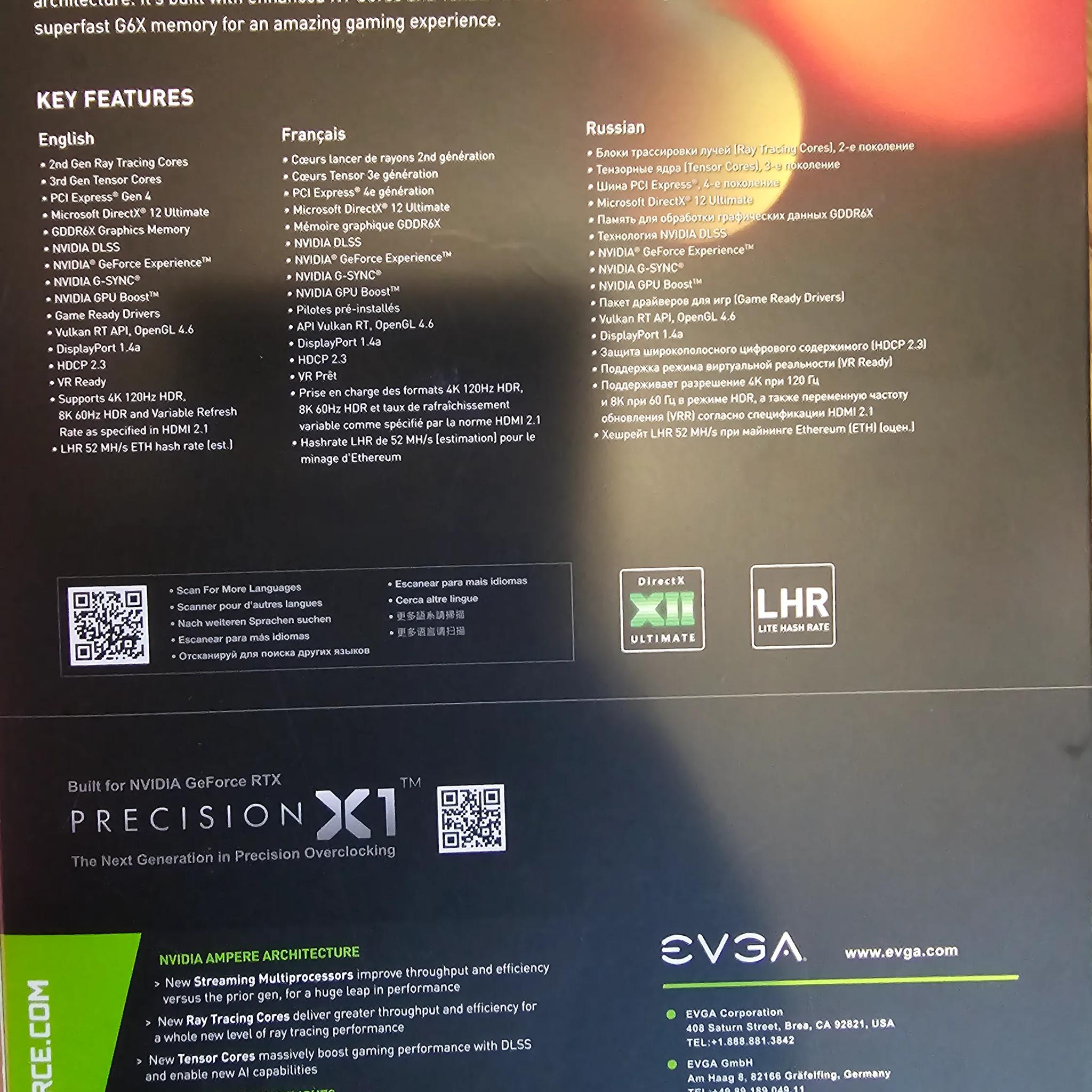 For sale is used EVGA FTW3 Ultra RTX 3080 12GB