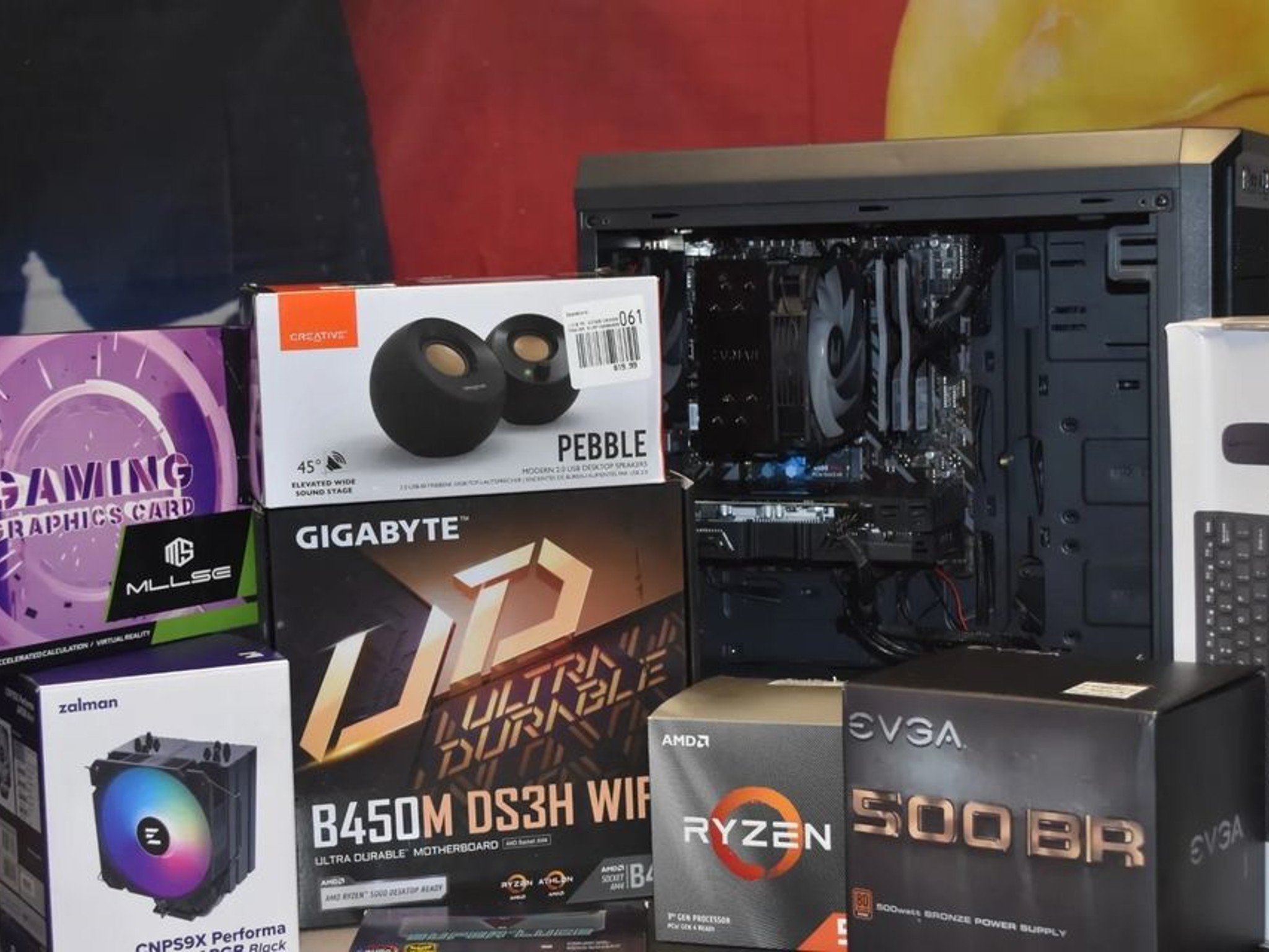 GAMING PC RYZEN 3600 RX5500 XT ram 16gb 1TB NVME +SREAKERS +WIRELESS KEYBOARD &MOUSE RGB CASE PLUS