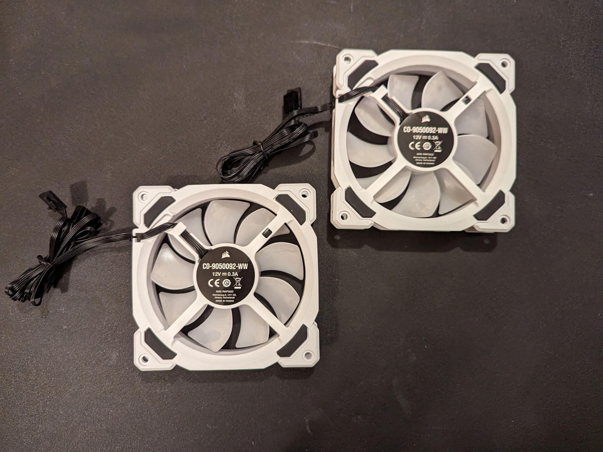 2 x Corsair LL120 RGB 120mm White RGB LED PWM Fans