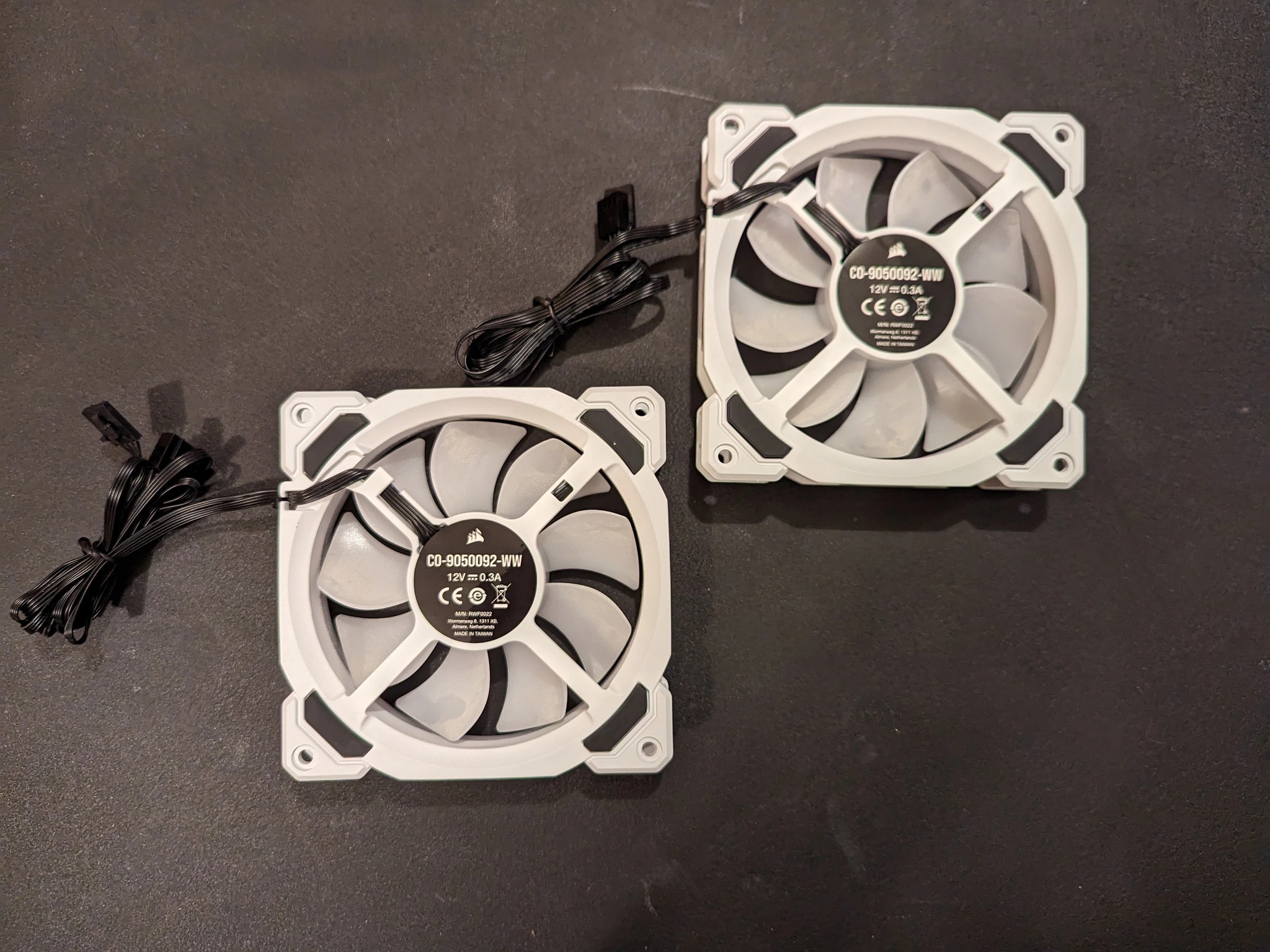 2 x Corsair LL120 RGB 120mm White RGB LED PWM Fans