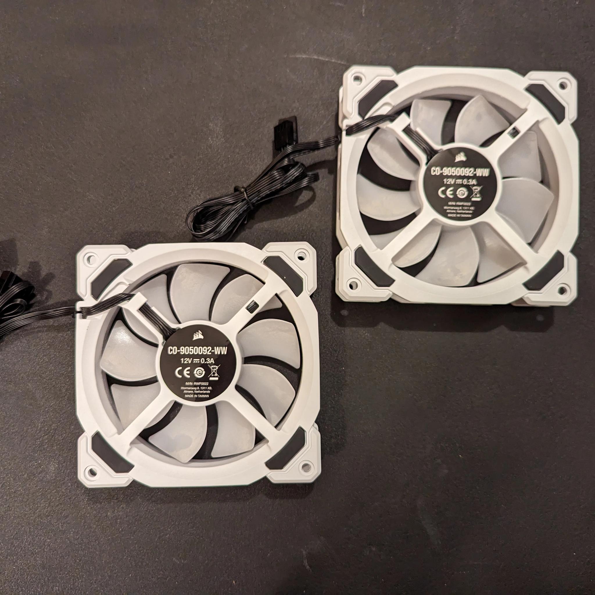 2 x Corsair LL120 RGB 120mm White RGB LED PWM Fans