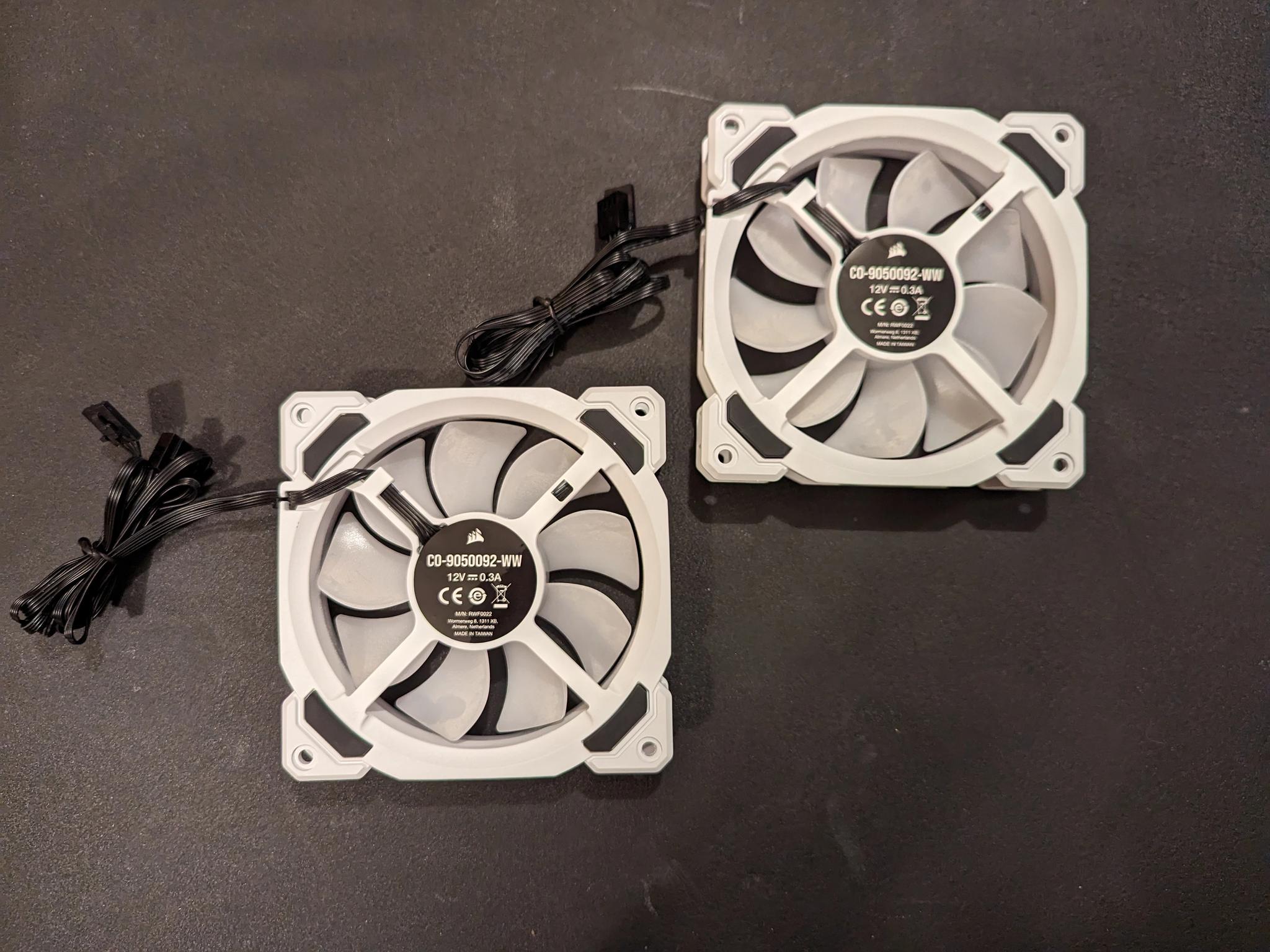 2 x Corsair LL120 RGB 120mm White RGB LED PWM Fans