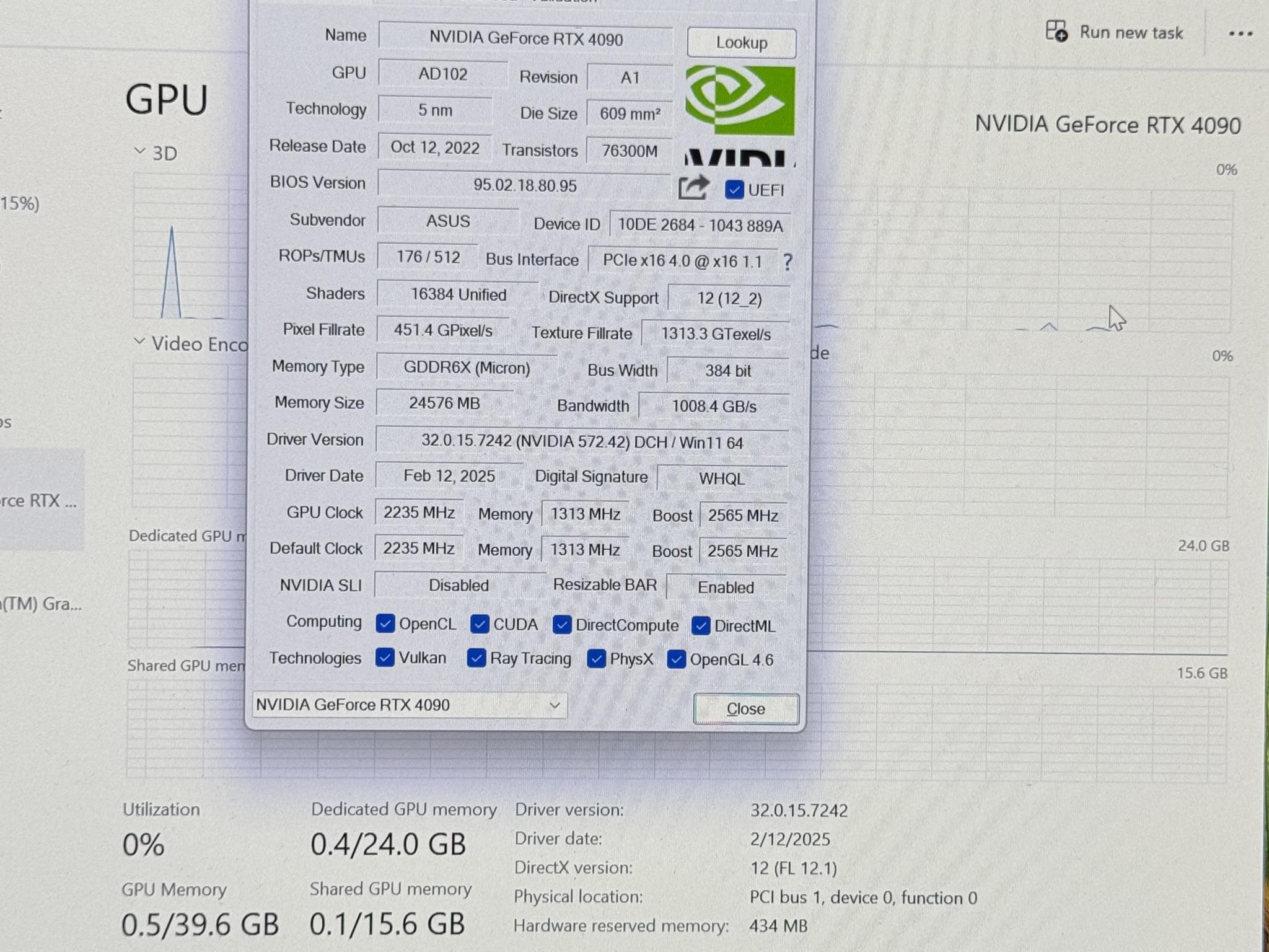 Nvidia Geforce RTX 4090 Asus Tuf OC 24GB GDDR6X