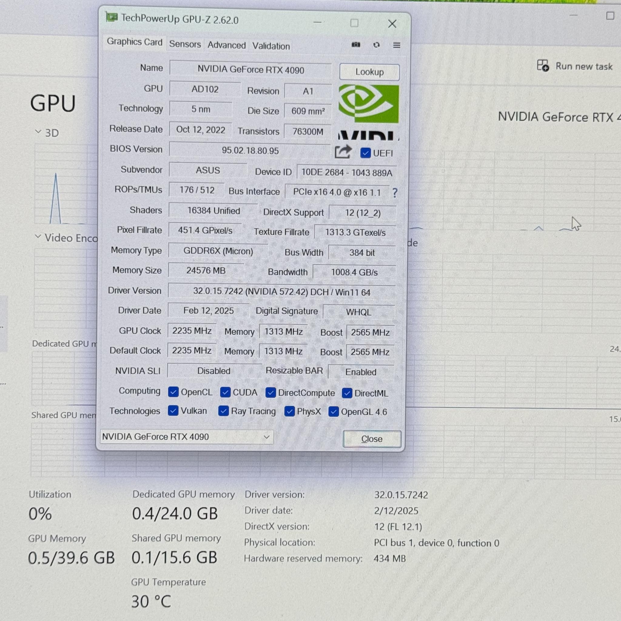 Nvidia Geforce RTX 4090 Asus Tuf OC 24GB GDDR6X