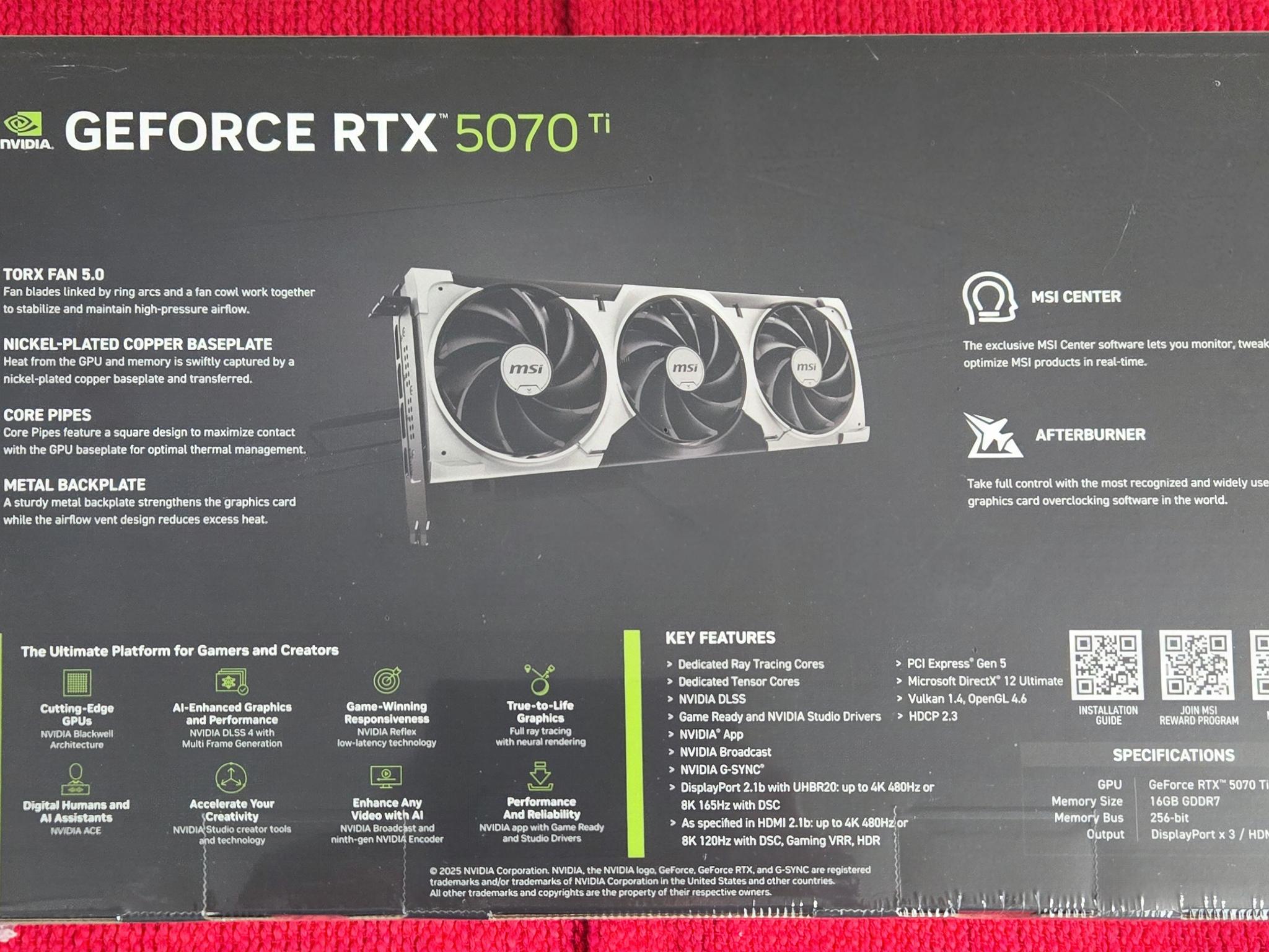 MSI GeForce RTX 5070 Ti 16G VENTUS 3X OC