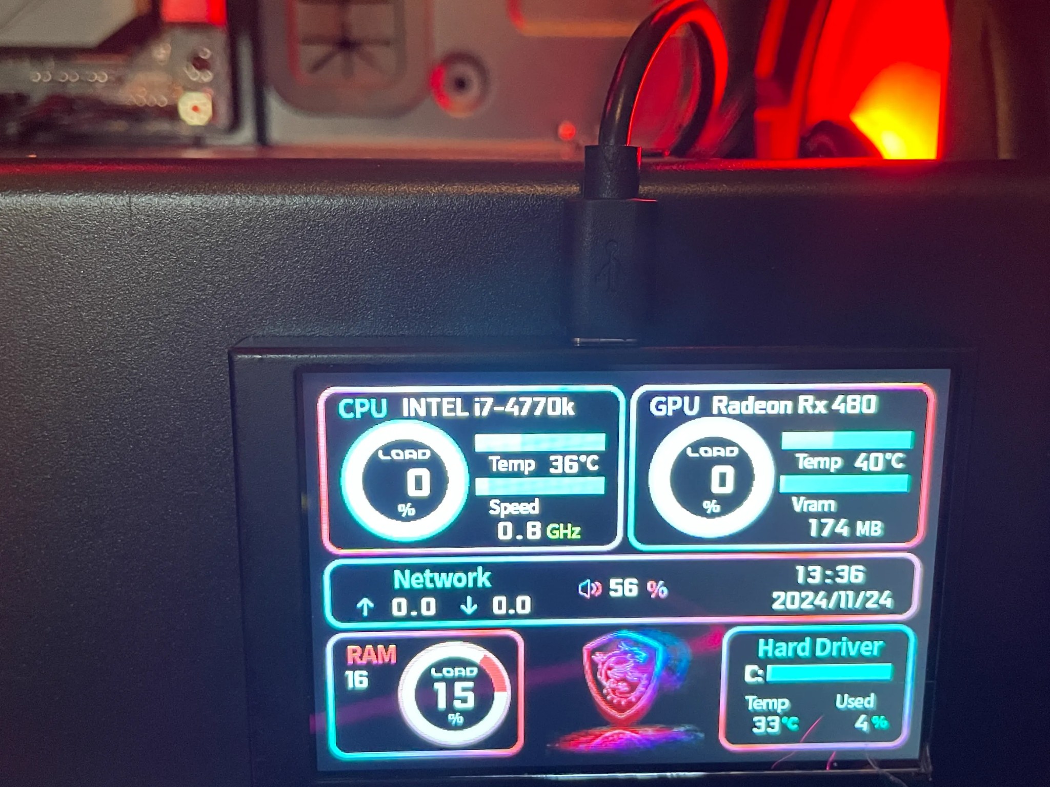 Gaming Desktop PC Stats Screen