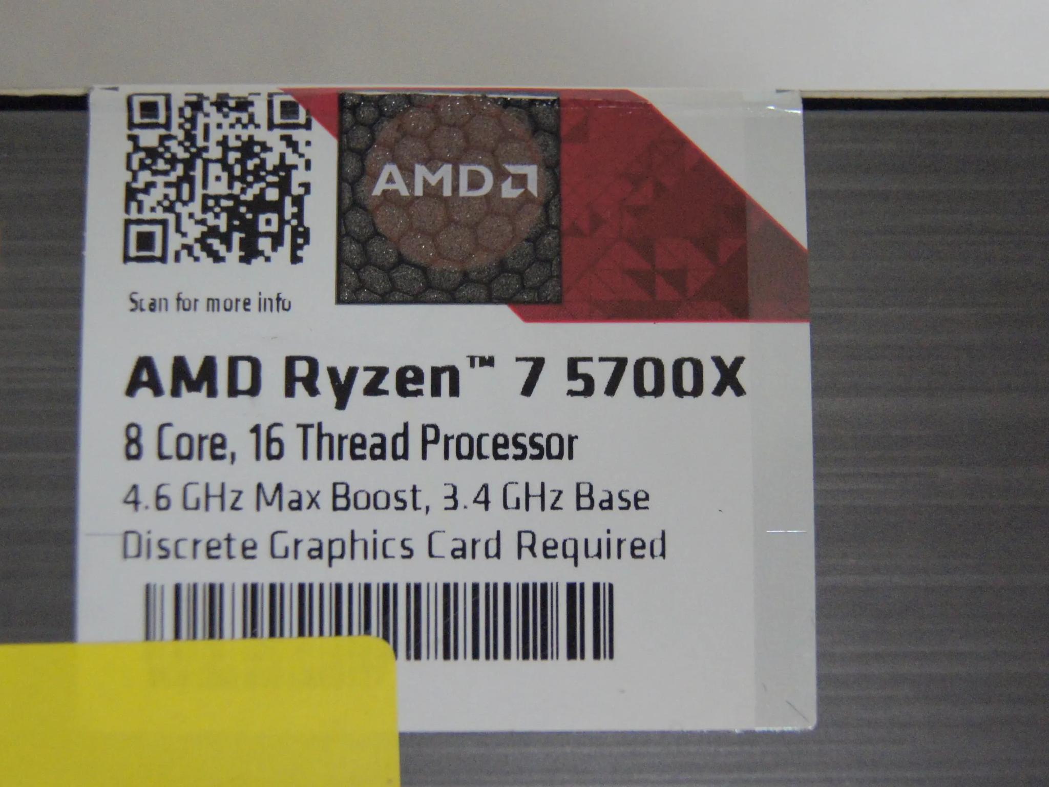 AMD Ryzen 7 5700X 8-Core, 16-Thread Unlocked Desktop Processor