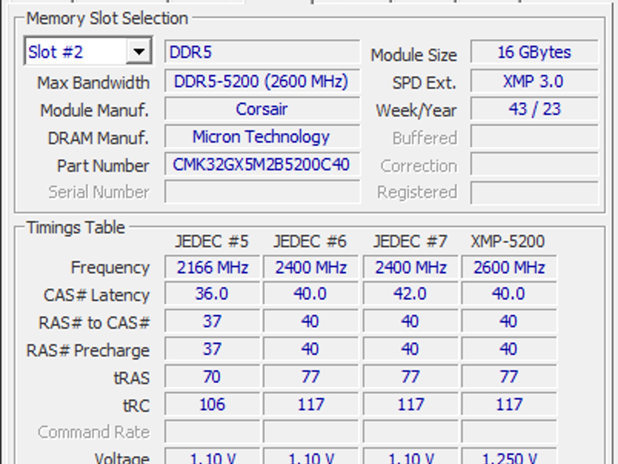 Corsair Vengeance DDR5 2x16 5200 MT CL36