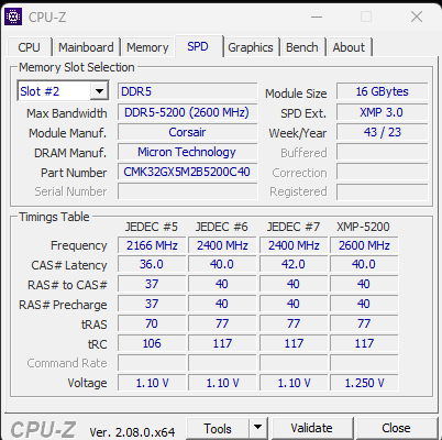 Corsair Vengeance DDR5 2x16 5200 MT CL36