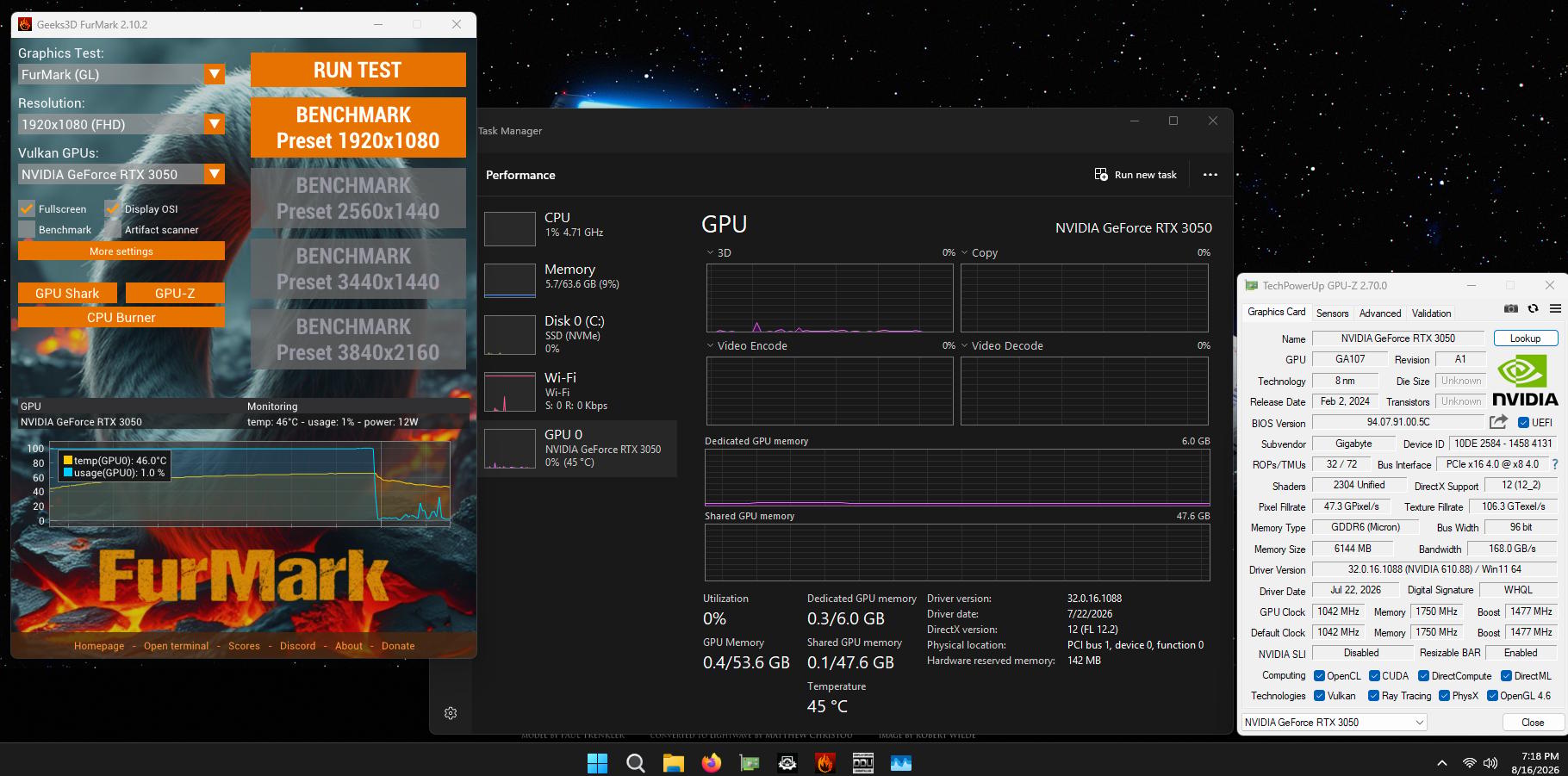 GIGABYTE GeForce RTX 3050 OC Low Profile 6GB GDDR6