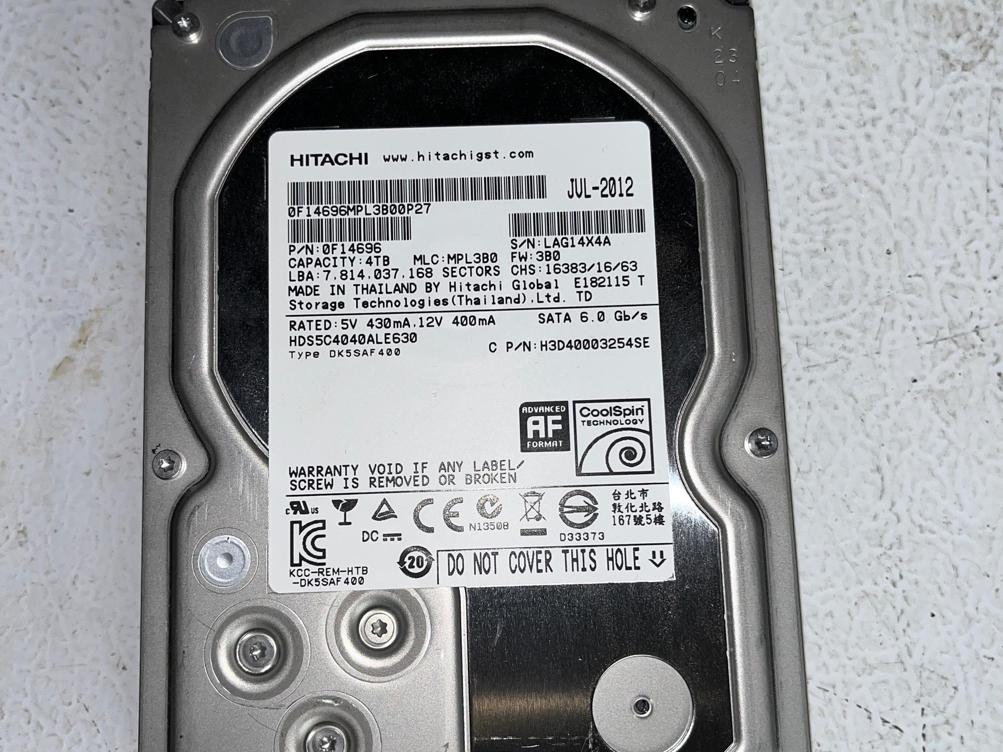 Hitachi Deskstar 5K4000 4TB 3.5" SATA Hard Drive – HDS5C4040ALE630 – Tested