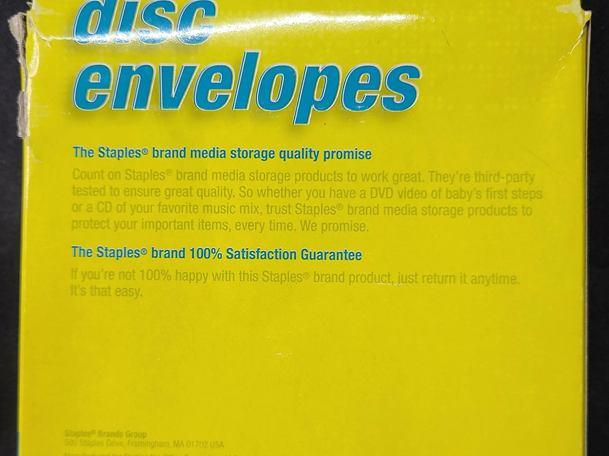 13 CD-R & 3DVD+R s and 50 Staples Disc Envelopes in box