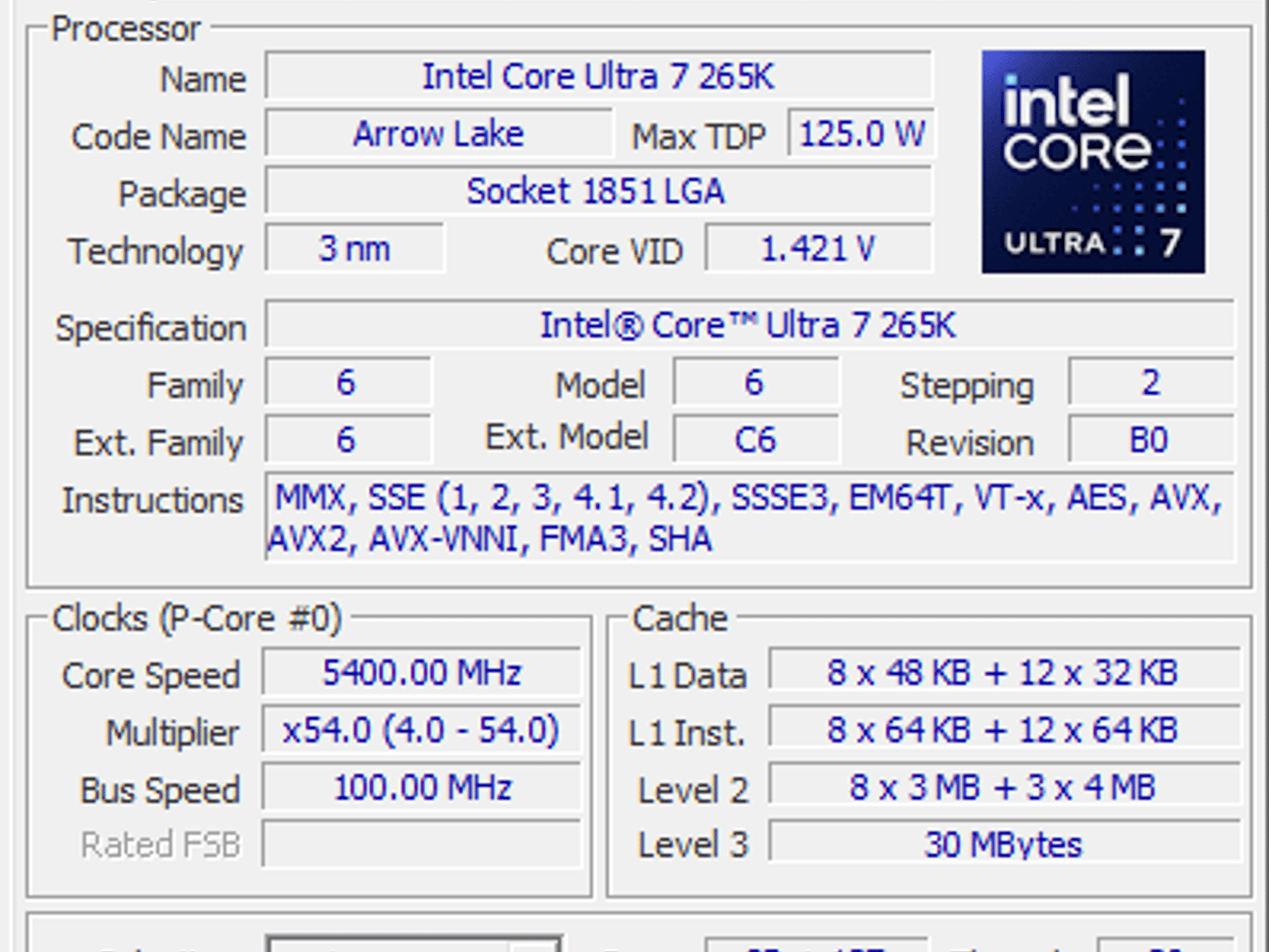 Intel Core Ultra 7 265K