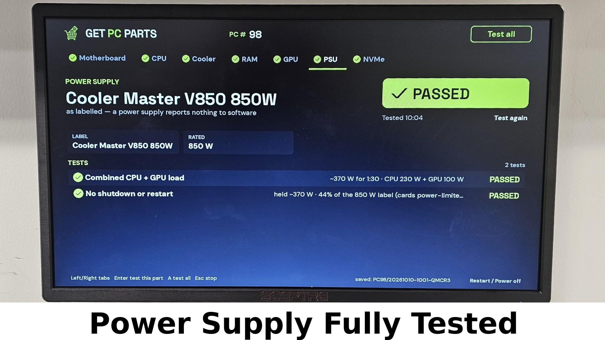 White 850 Watt PSU Cooler Master V850 Power Supply