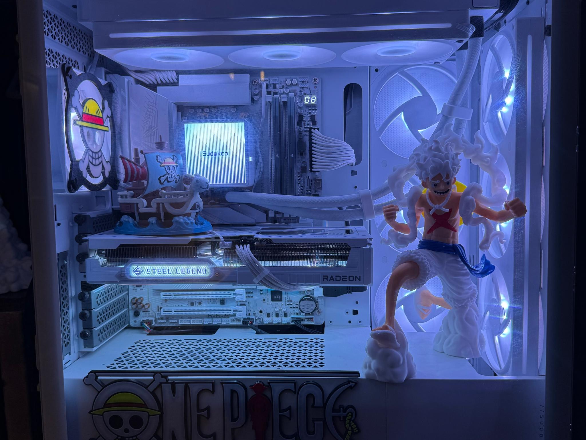 One Piece Inspired White Gaming PC | Gear 5 Theme | Ryzen 5 9600X | RX 9060 XT 16GB | 32GB DDR5 2TB