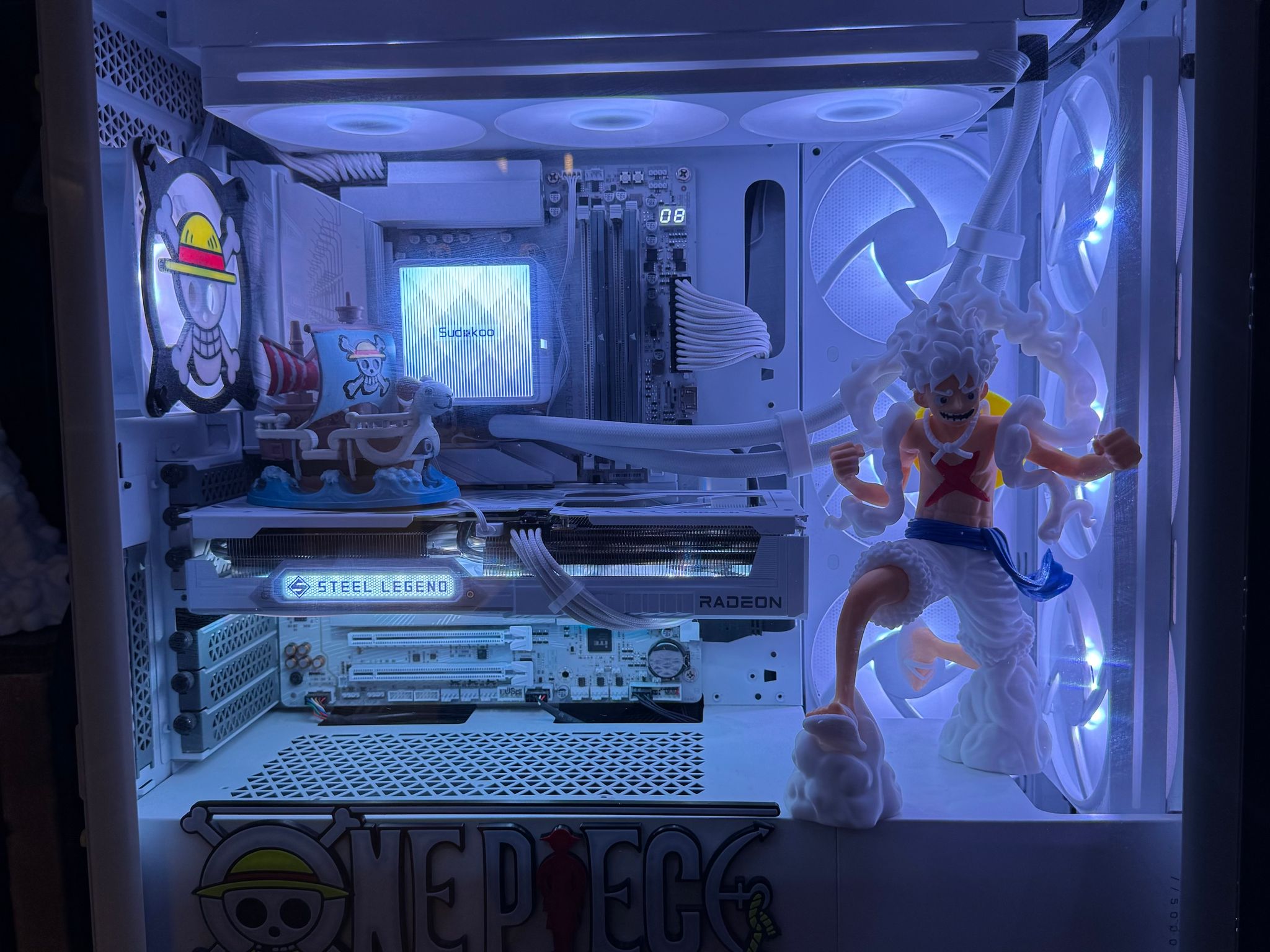 One Piece Inspired White Gaming PC | Gear 5 Theme | Ryzen 5 9600X | RX 9060 XT 16GB | 32GB DDR5 2TB