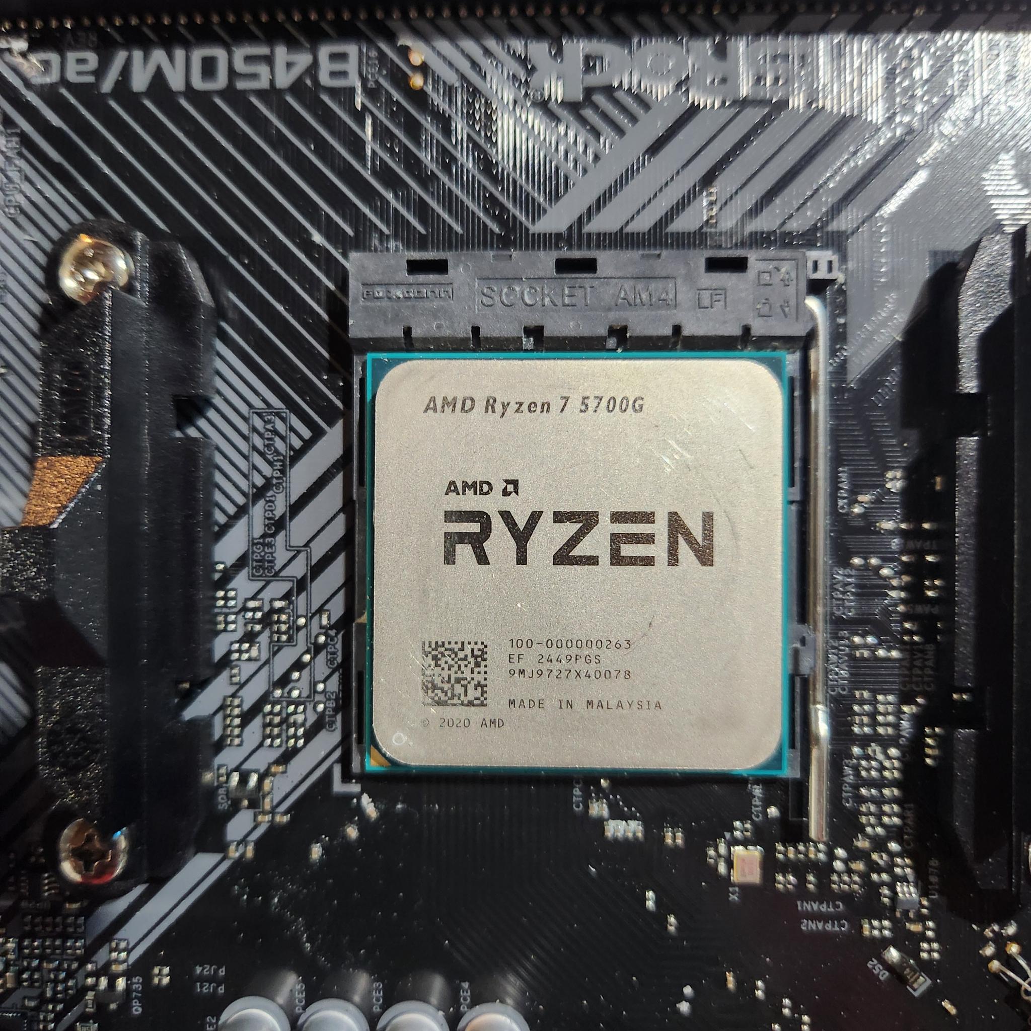 Asrock b450m ac/ r2.0 with ryzen 7 5700g cpu and 16gb ddr4 ram along with brand new cpu air cooler