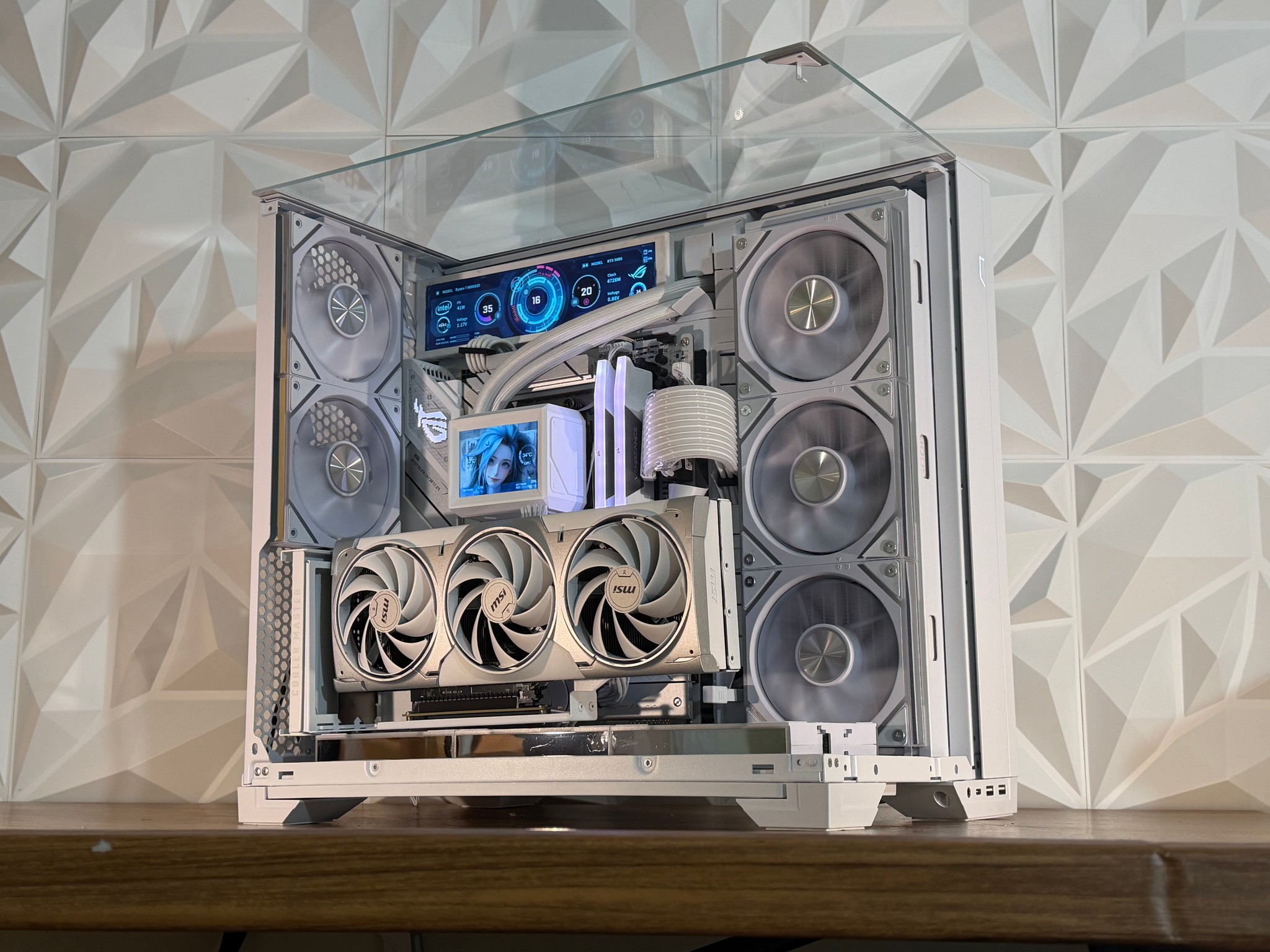🤍❄️  RTX 5080 | R7 9800X3D | 32GB DDR5 | 2TB | Dual LCD | W11 Pro “FROST MIRAGE” PC |❄️🤍